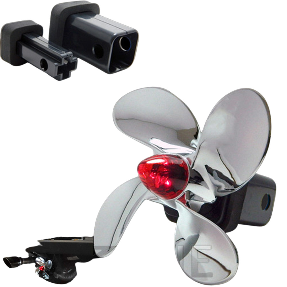 Spin Propeller Trailer Hitch Cover LED Brake Light Chrome 2 Spin Propeller Trailer Hitch Cover LED Brake Light Chrome 2