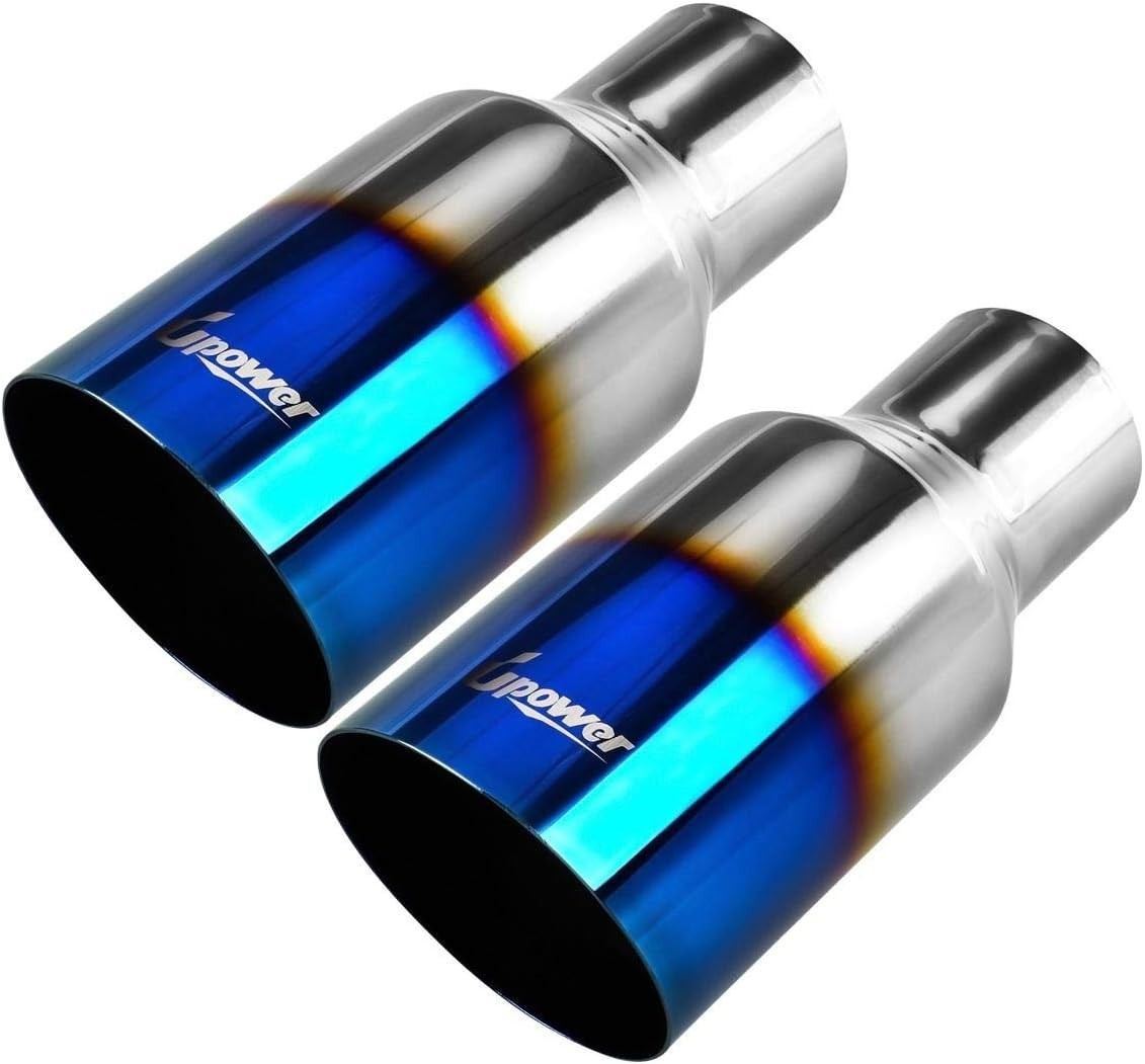Upower Pack of 2 Blue Burnt Exhaust Tip 2.5 Inch Inlet 4 Upower Pack of 2 Blue Burnt Exhaust Tip 2.5 Inch Inlet 4