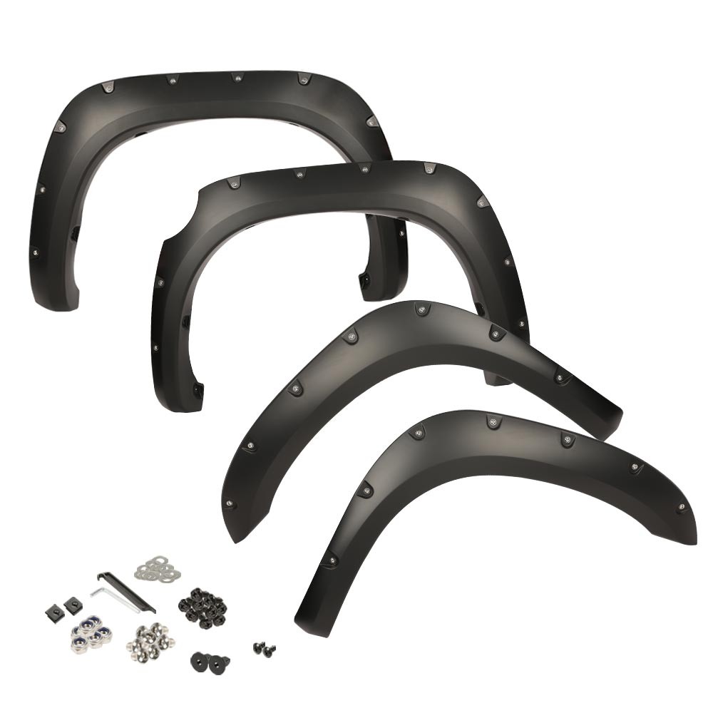 [4PCS]FITS 2007-13 TOYOTA TUNDRA TEXTURE POCKET-RIVETED WHEEL FENDER FLARE COVER