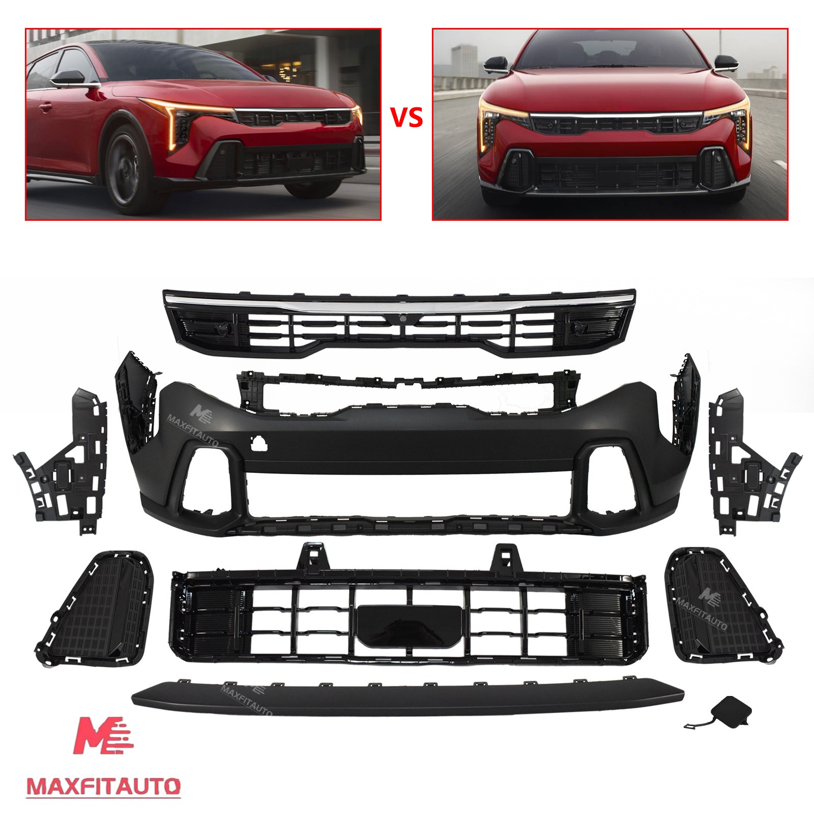 For Kia K4 GT-Line Turbo 2025-2026 Front Bumper Grille w/ Camera Hole Set 9pcs
