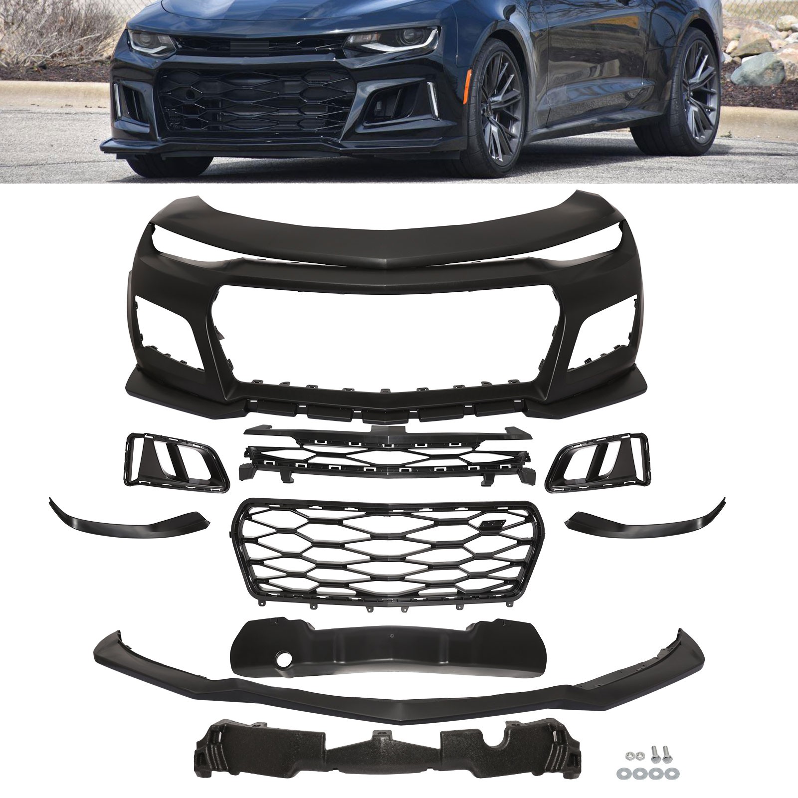 Front Bumper Kit Fit For 2019-2023 Chevy Camaro Unpainted ZL1 Style Conversion