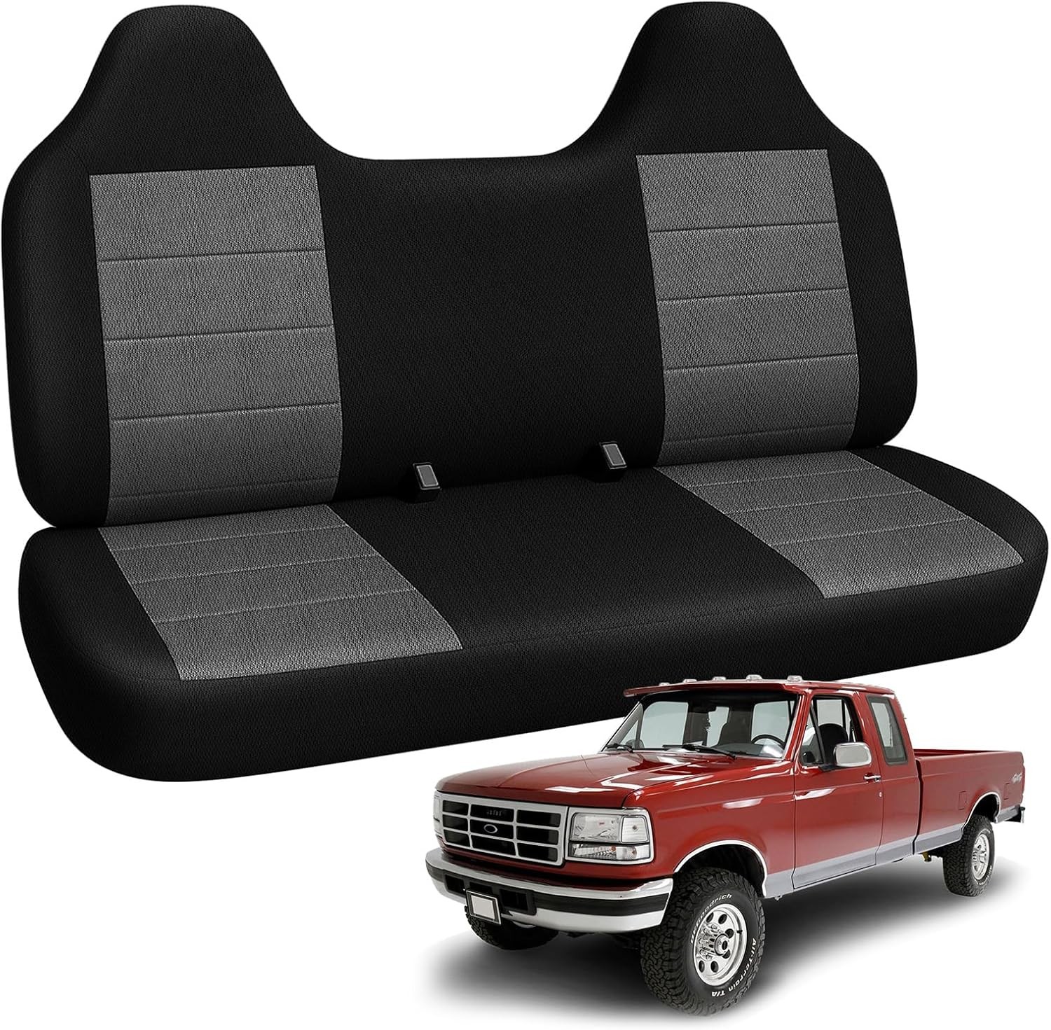 Truck Seat Cover Compatible with 1992-1998 Ford F-150 F-250 Black and Gray Truck Seat Cover Compatible with 1992-1998 Ford F-150 F-250 Black and Gray