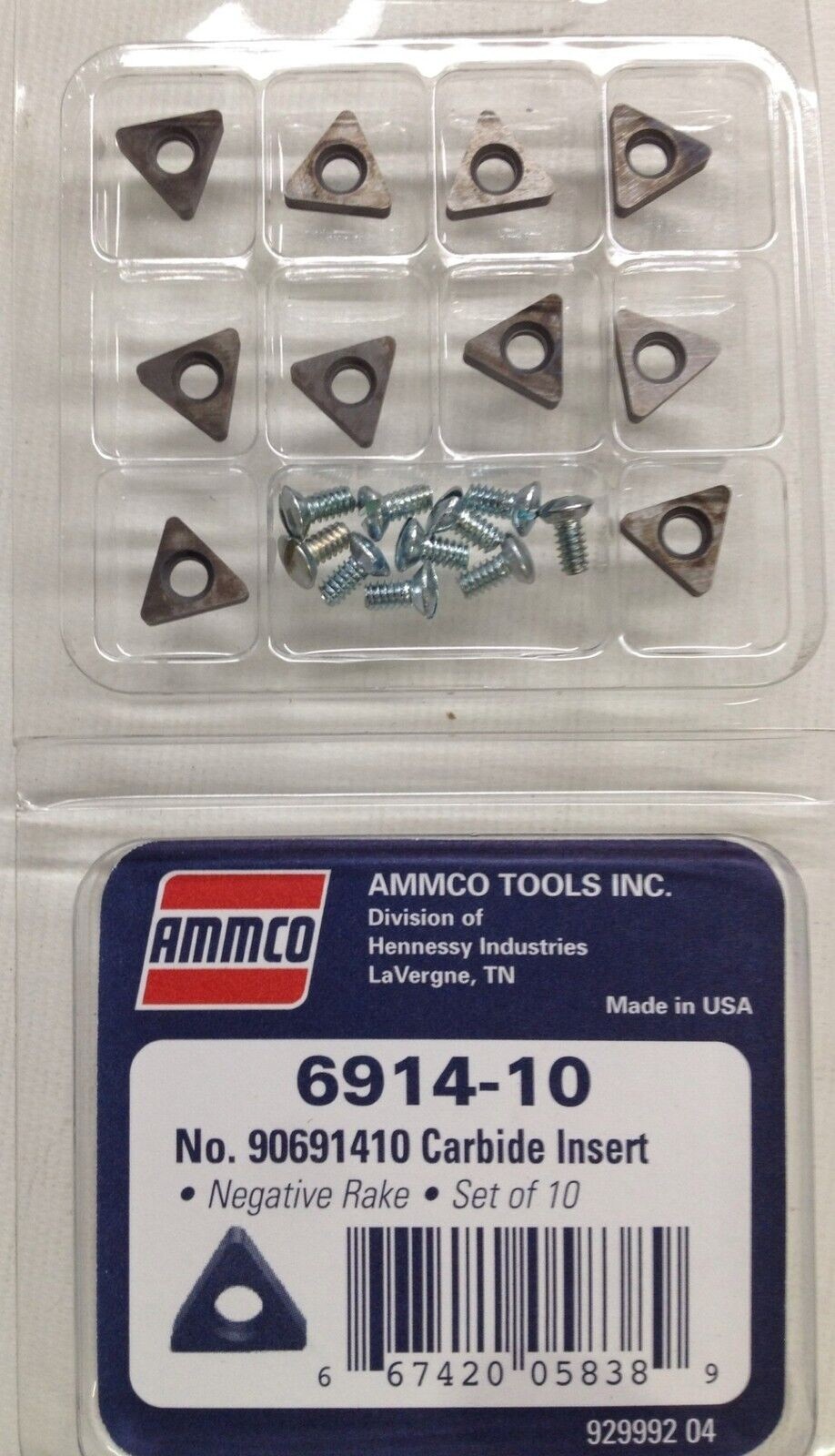 6914-10 AMMCO Negative Rake Brake Lathe Bits Carbide Insert (10 pcs) No. 9069141 6914-10 AMMCO Negative Rake Brake Lathe Bits Carbide Insert (10 pcs) No. 9069141