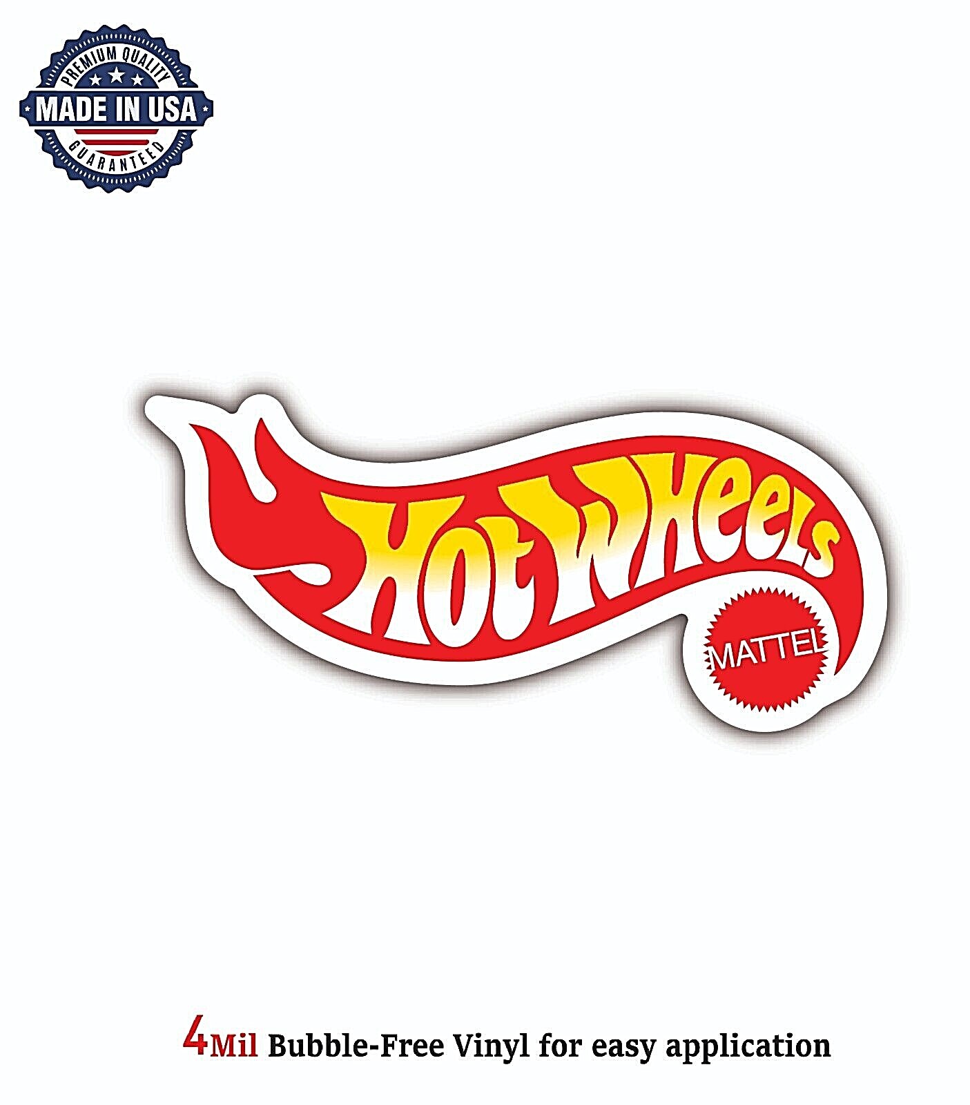 HOT WHEELS MATTEL LOGO VINYL DECAL STICKER CAR BUMPER GARAGE 4MIL BUBBLE FREE