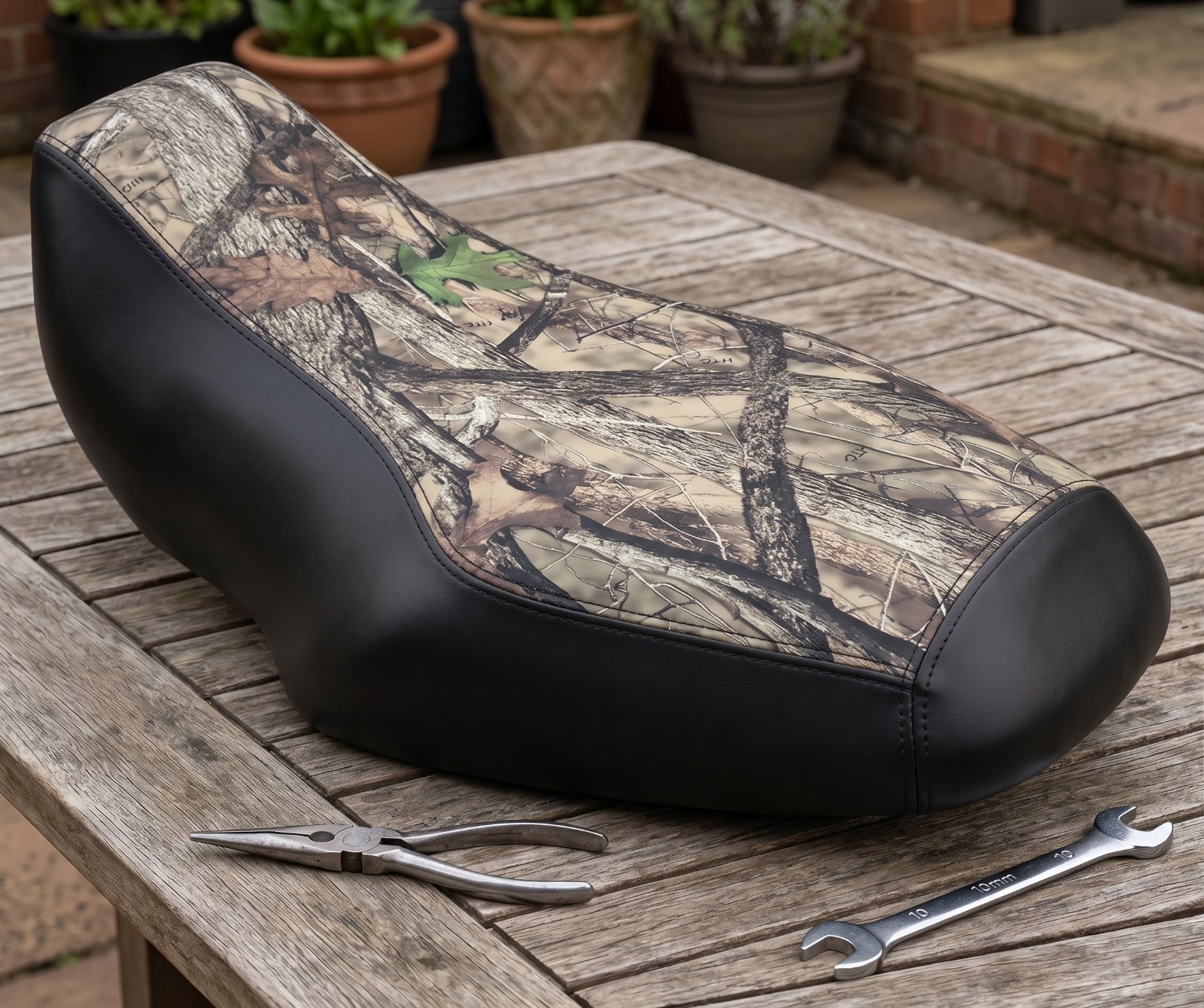 Kawasaki Prairie 360 KVF360 Seat Cover Camo Black Vinyl Seat Cover