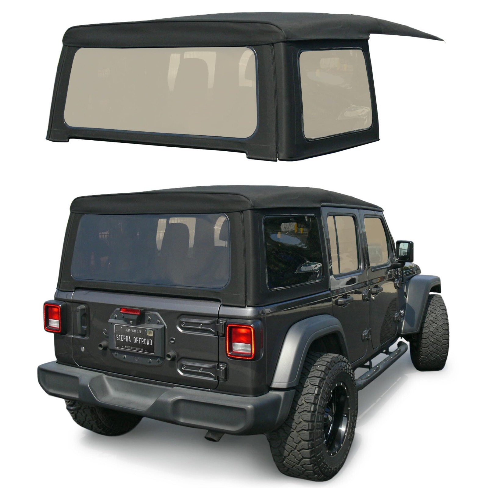 Sierra Offroad Soft Top for 2018-2026 Jeep Wrangler JL Black Sailcloth Vinyl Sierra Offroad Soft Top for 2018-2026 Jeep Wrangler JL Black Sailcloth Vinyl