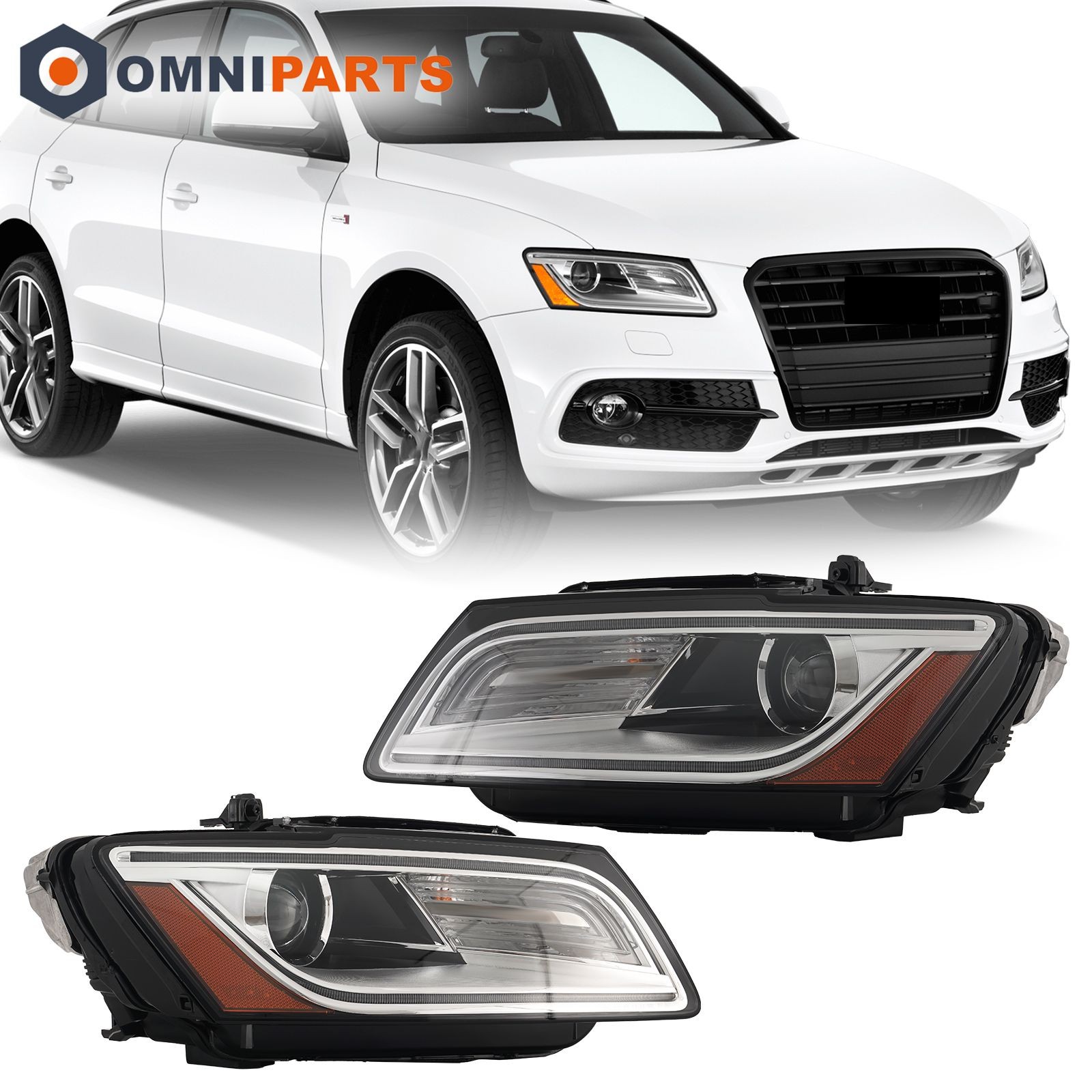 Pair Xenon Headlights Chrome Projector Fit 2013-2017 Audi Q5 SQ5 Left+Right Pair Xenon Headlights Chrome Projector Fit 2013-2017 Audi Q5 SQ5 Left+Right