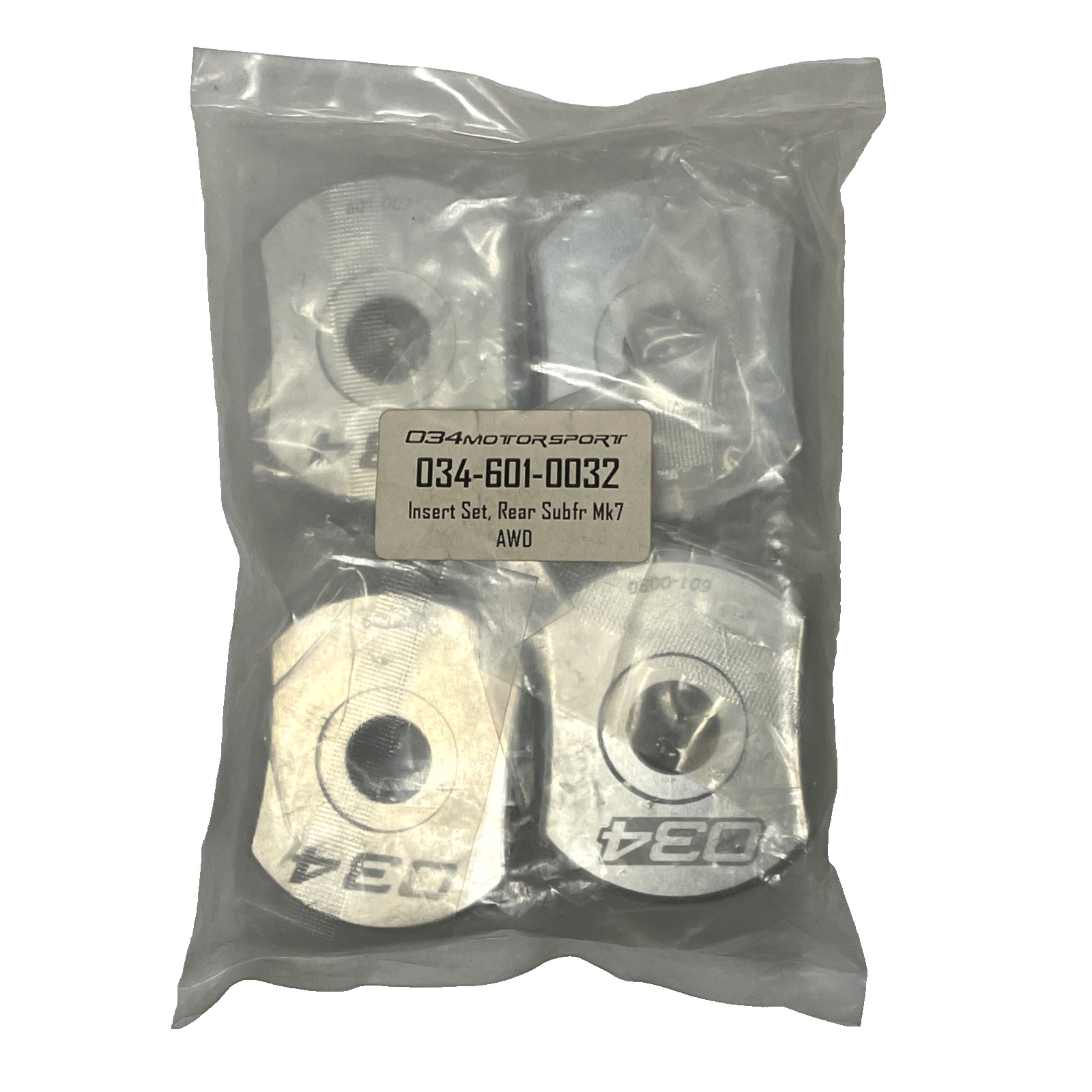 034Motorsport Billet Rear Subframe Inserts VW Mk7 Mk8 Golf R Audi S3 RS3 Quattro