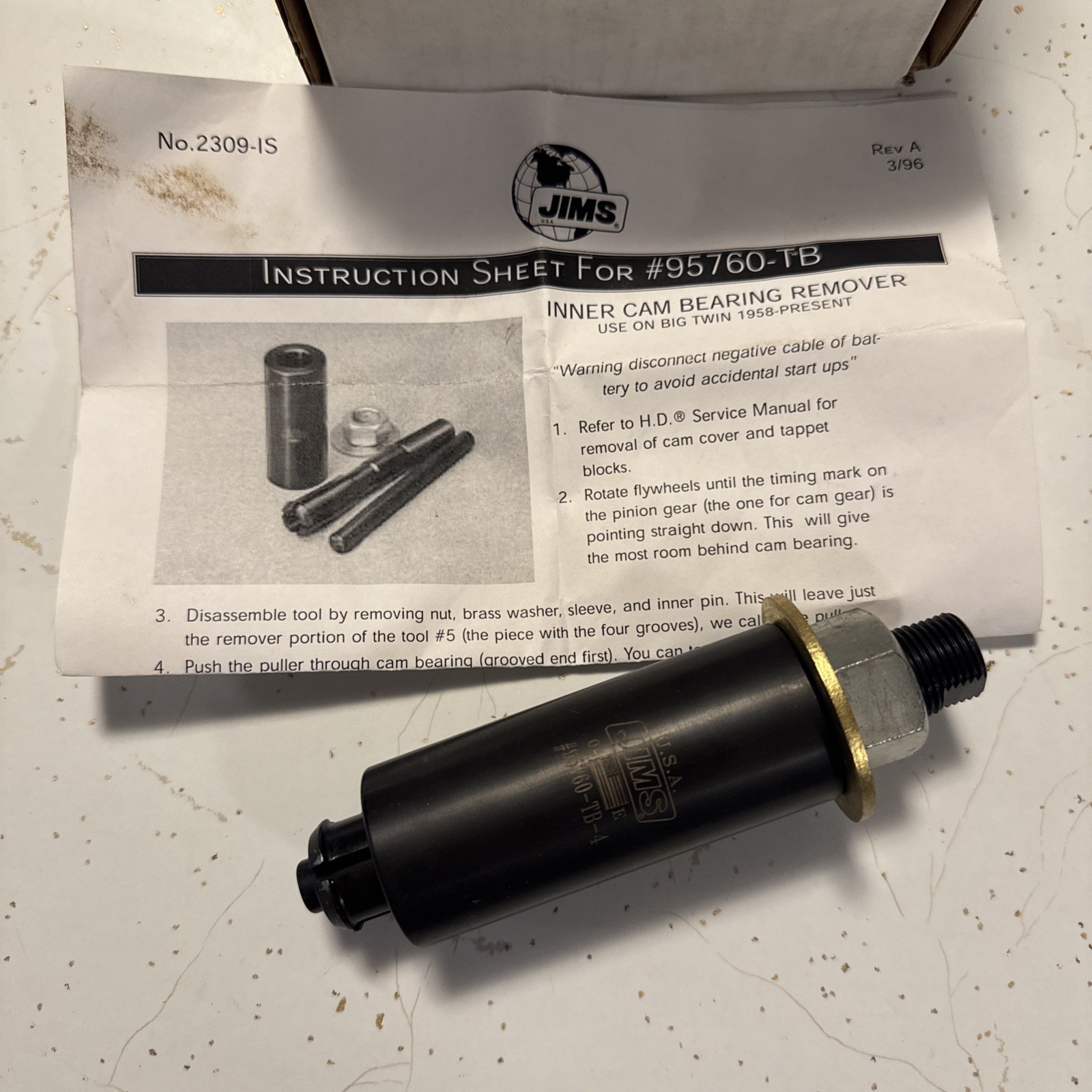 Jims Cam Bearing Puller Tool 95760-TB Big Twin 1958-1999 Jims Cam Bearing Puller Tool 95760-TB Big Twin 1958-1999