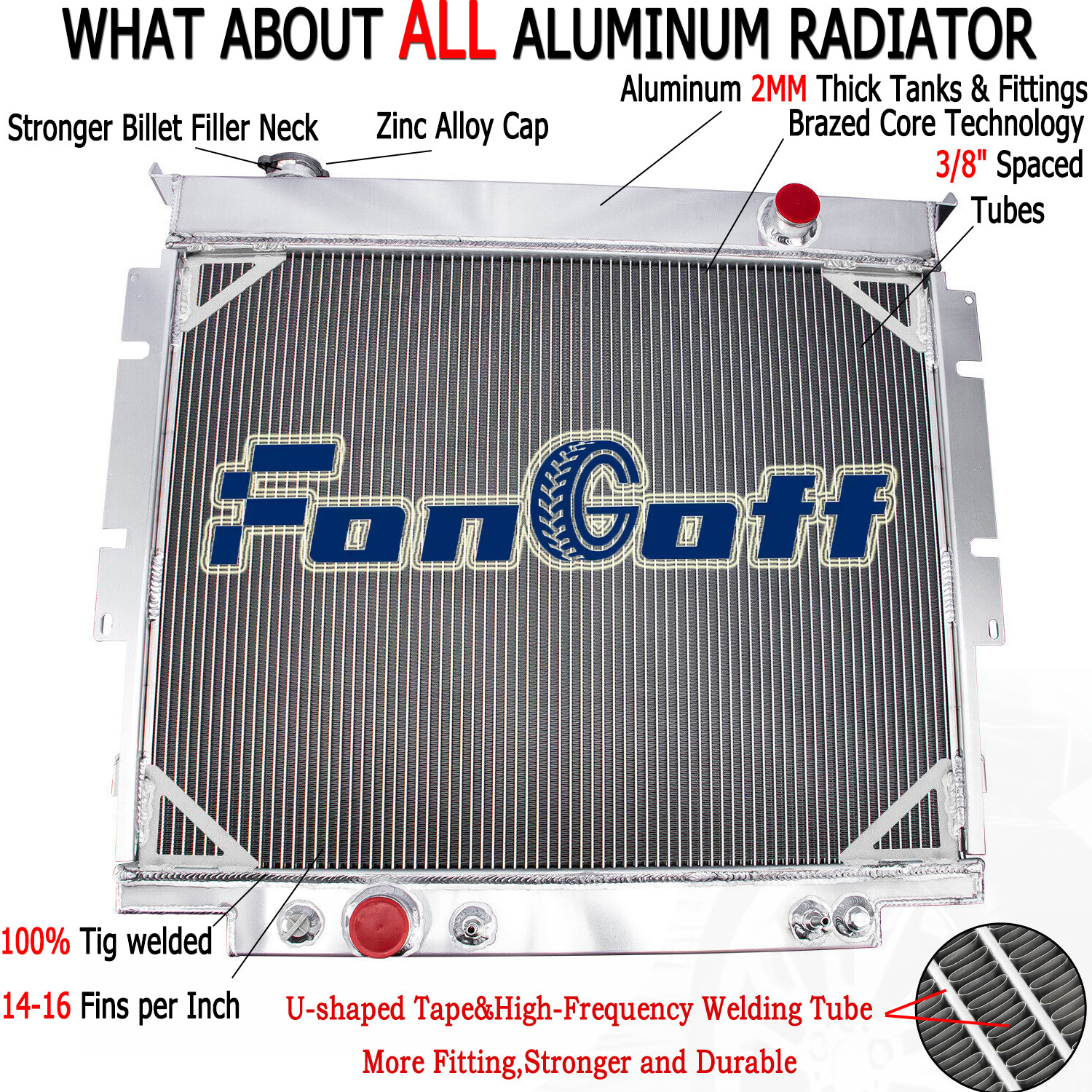 3 ROW Aluminum Radiator For Ford F150/F250/F350 6.9L Super Duty V8 1983-1996 NEW