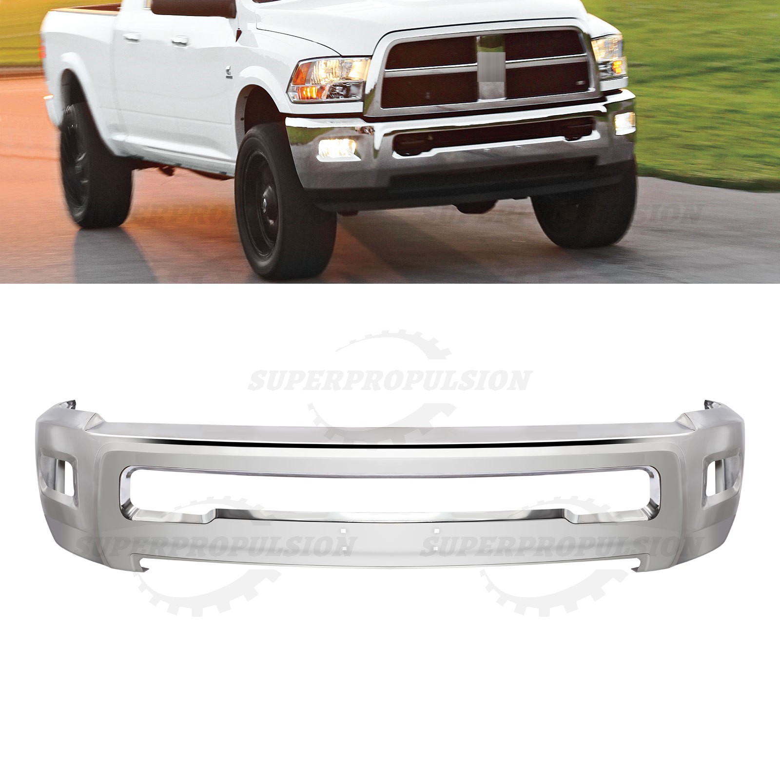 Front Bumper Face Bar Fit 2011-2018 RAM 2500 3500 w/ Fog Light Holes