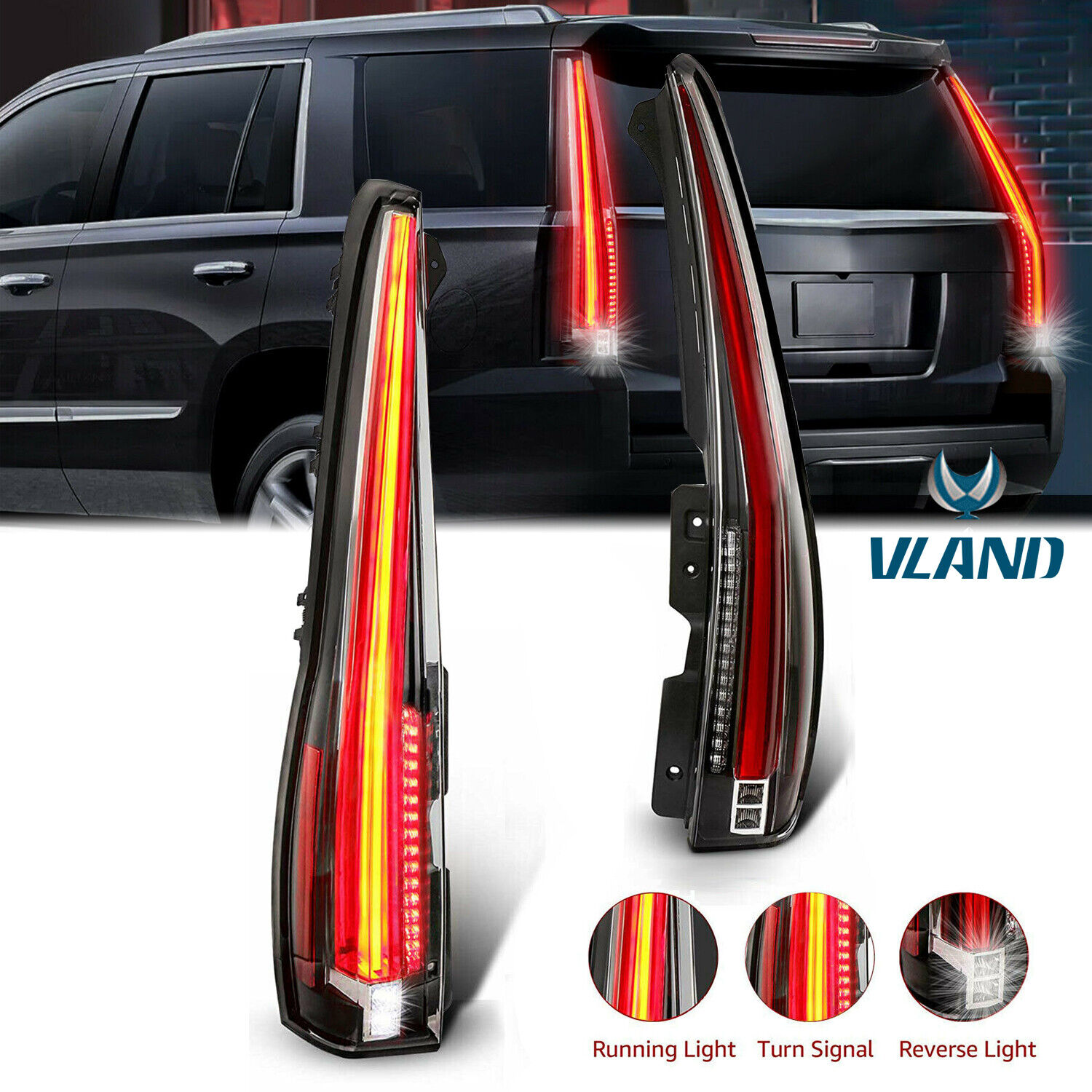 2x LED Tail Lights For 2007-2014 Cadillac Escalade /ESV Red Rear Lamp 2016 Style