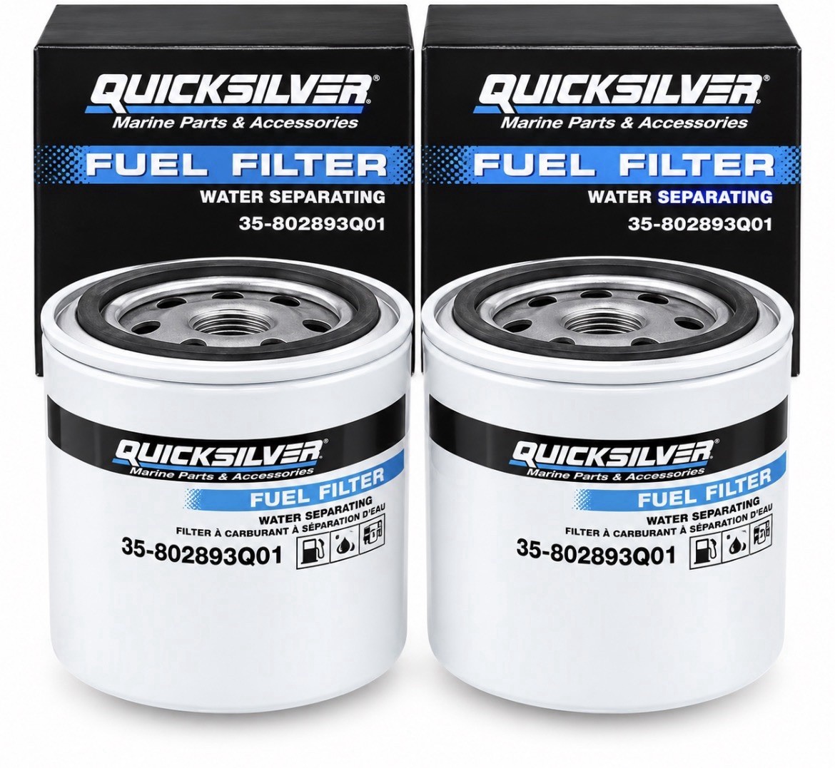 (Lot Of 2) Quicksilver 35-802893Q01 Water Separating Fuel Filter