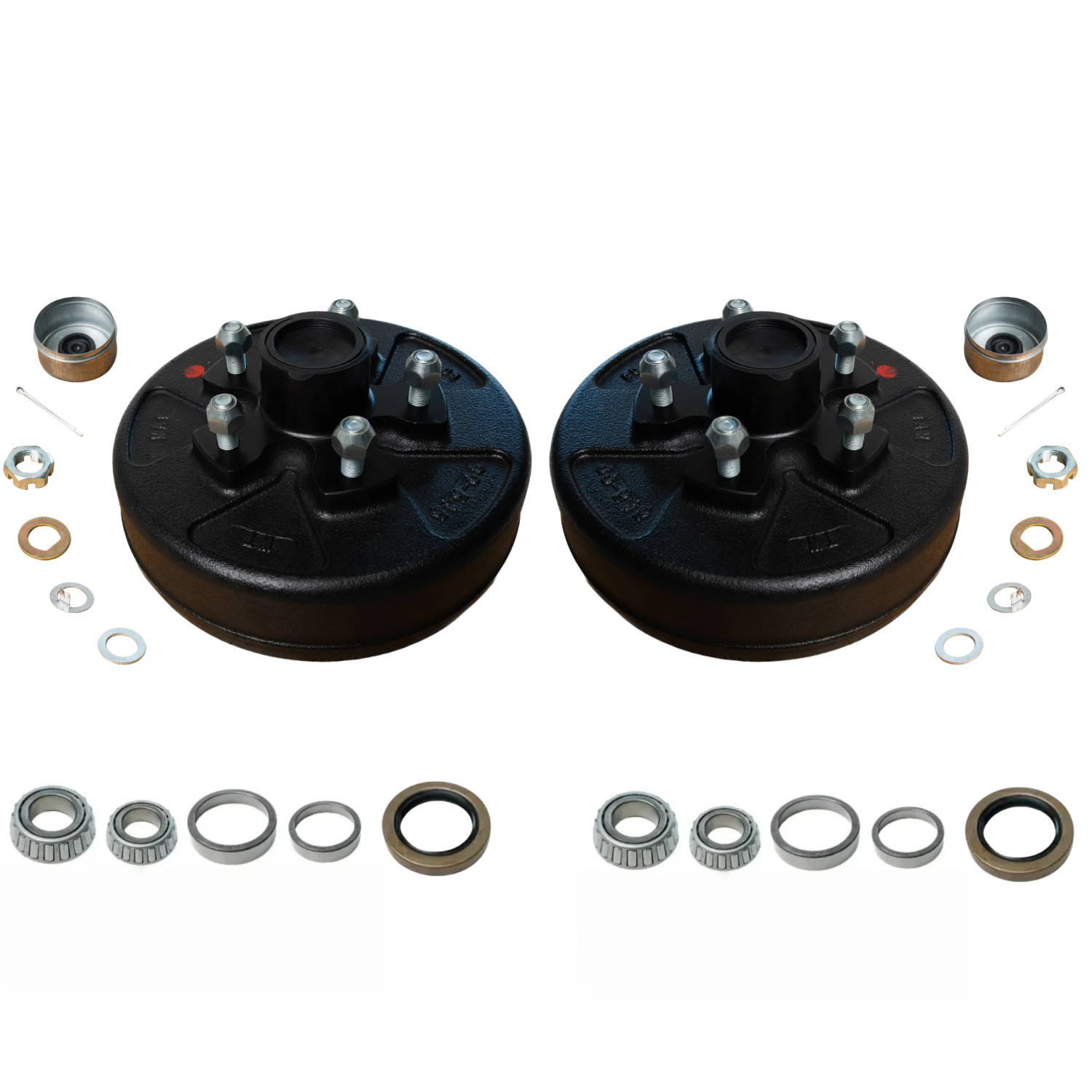 Pre-Greased Hub & Drum Kit – 1 Pair – 3.5K Axle, 5 on 5 Pre-Greased Hub & Drum Kit – 1 Pair – 3.5K Axle, 5 on 5