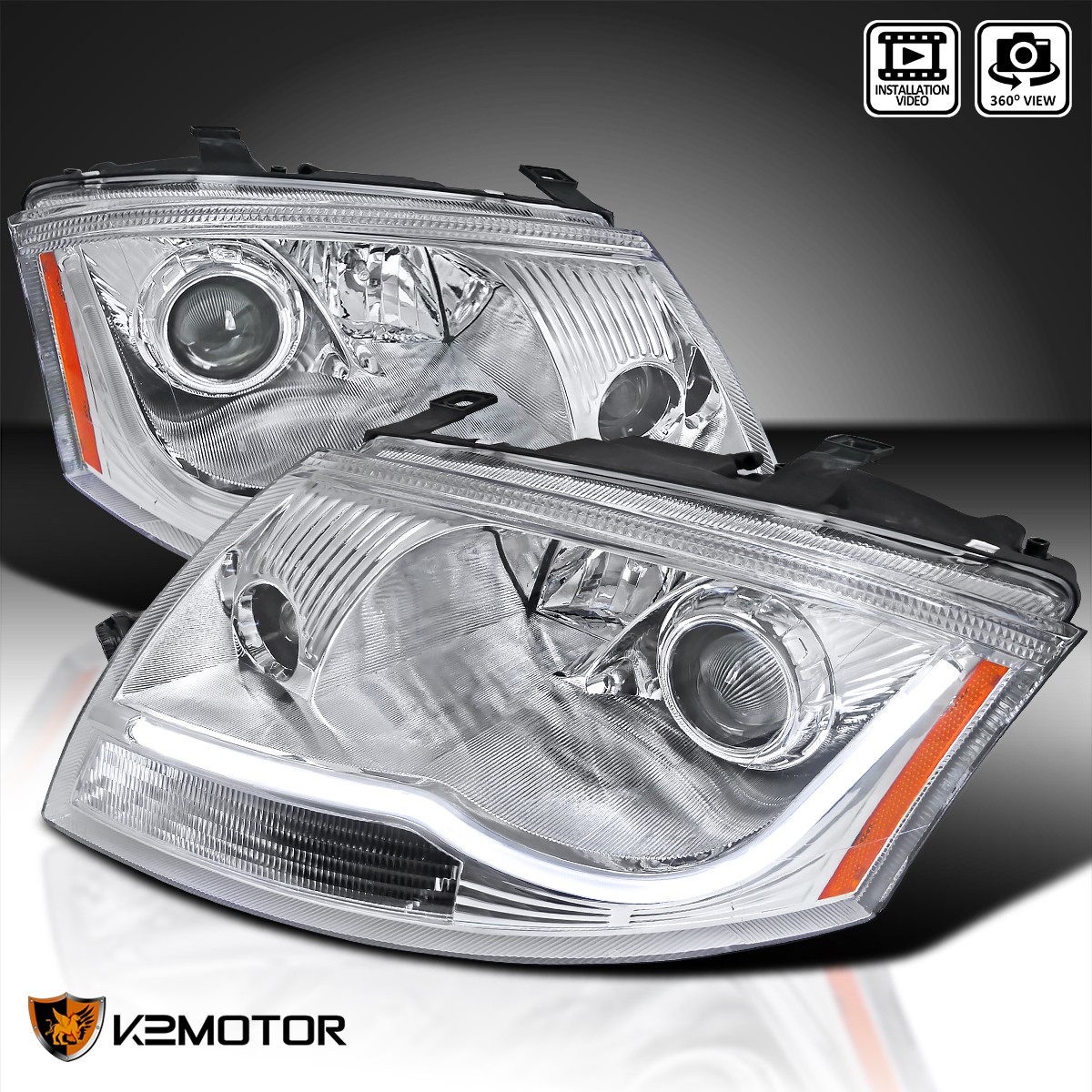 Fits 1999-2006 Audi TT Clear LED Strip Projector Headlights Lamps Left+Right