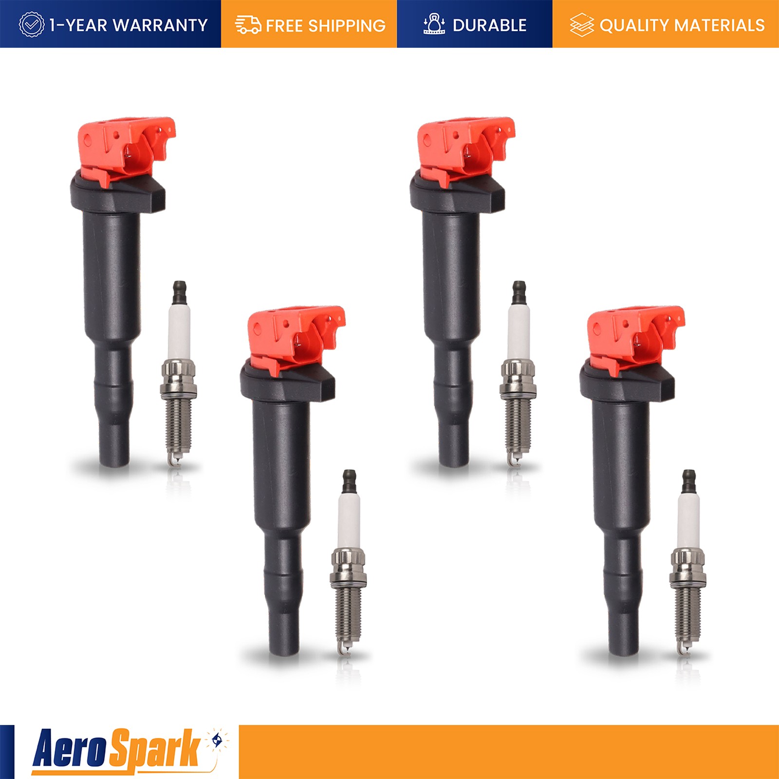 4 Energy Ignition Coils & 4 Iridium Spark Plugs for Mini Cooper 2007-2009 1.6L