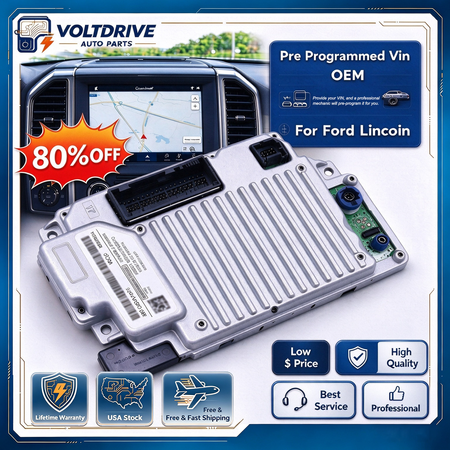 OEM Sync 3 APIM 3.4 Navigation Module for Ford Lincoln Pre Programmed Vin NAV US