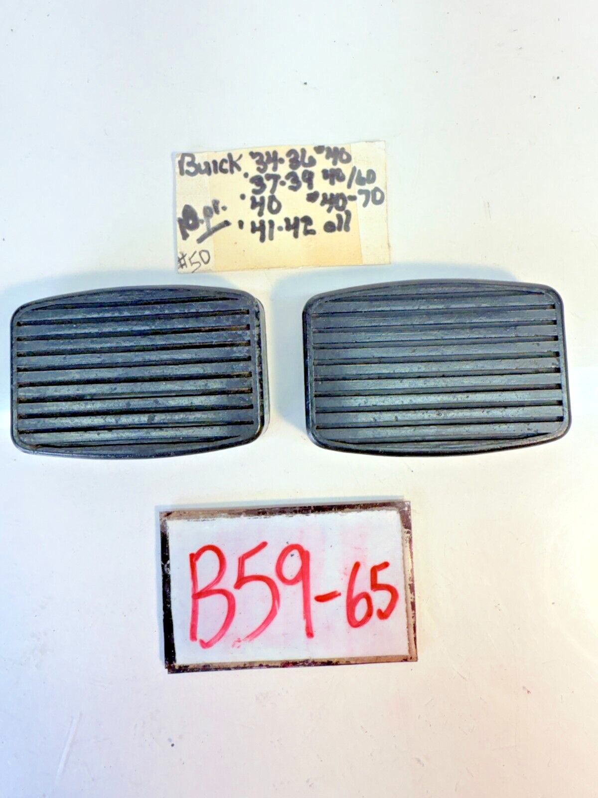 NOS Pair of Brake & Pedal Pads 1934 - 1955 Buick Pontiac Olds B59-65 NOS Pair of Brake & Pedal Pads 1934 - 1955 Buick Pontiac Olds B59-65