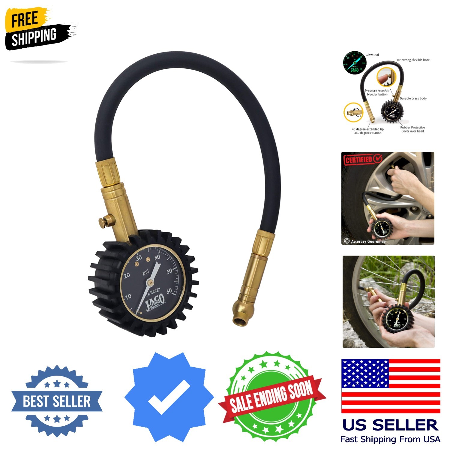 JACO ElitePro Tire Pressure Gauge - 60 PSI JACO ElitePro Tire Pressure Gauge - 60 PSI