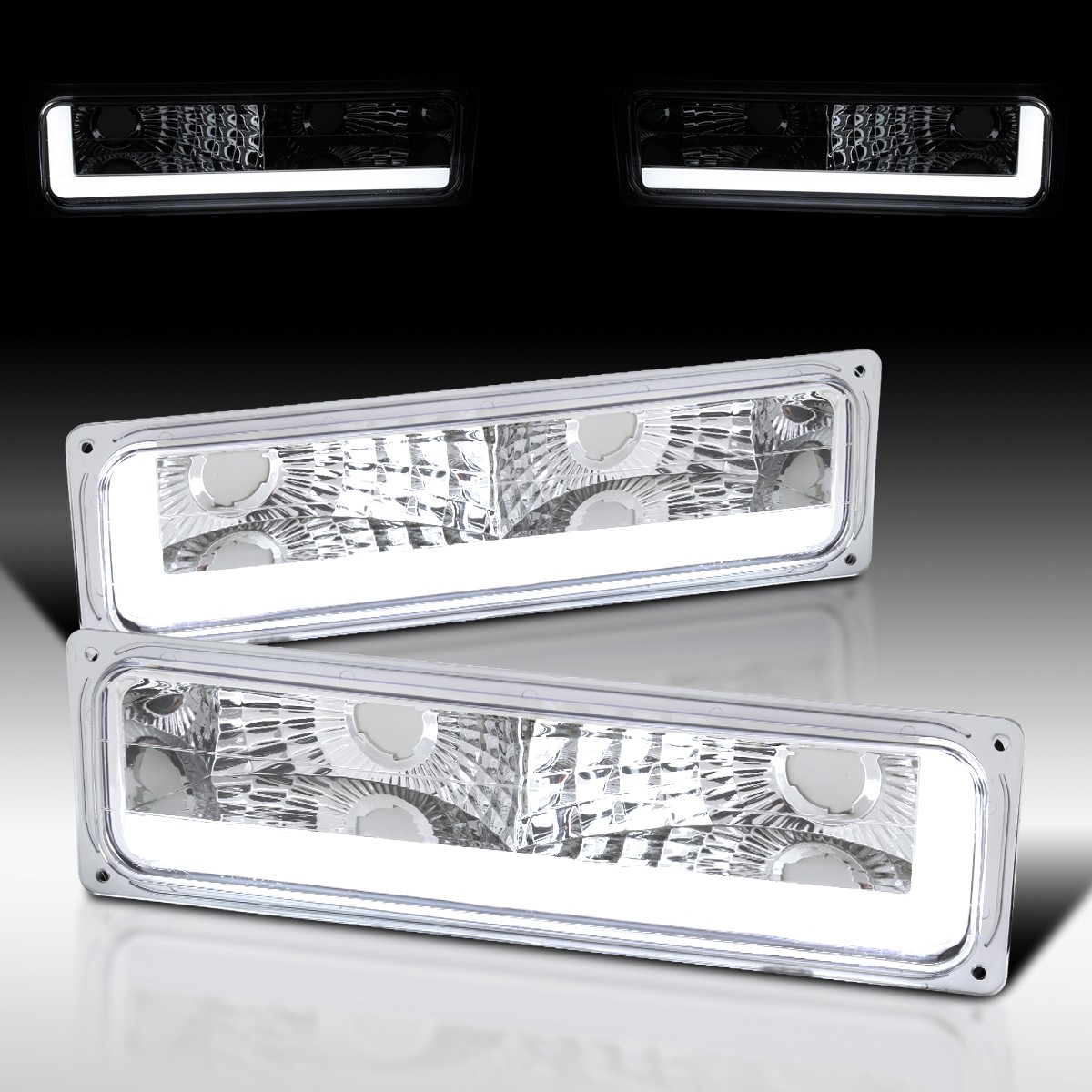 Fit 1988-98 C/K Silverado Sierra 95-99 Yukon Tahoe LED Tube Bumper Signal Lights Fit 1988-98 C/K Silverado Sierra 95-99 Yukon Tahoe LED Tube Bumper Signal Lights