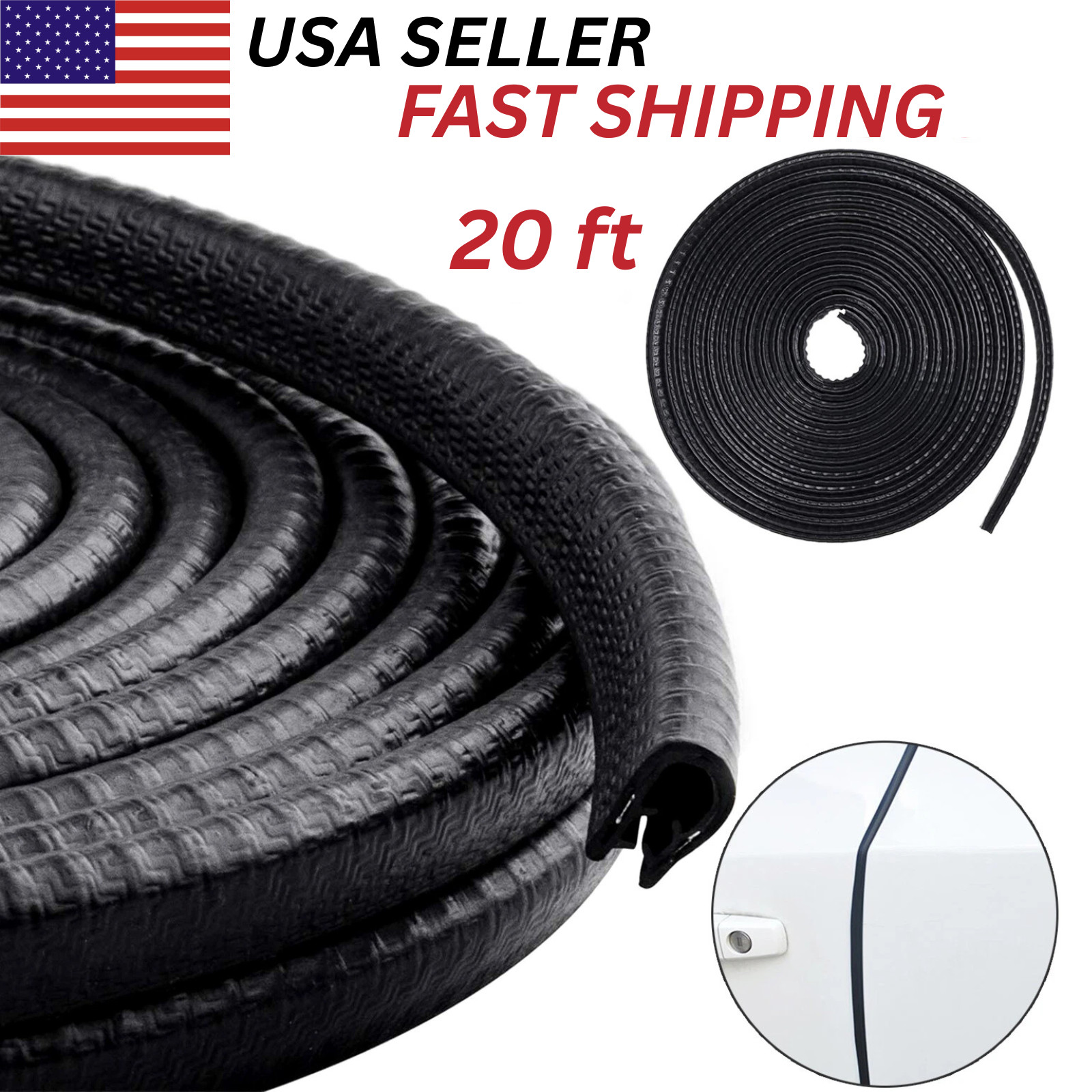 20ft U-Shape Car Door Edge Guard Molding Trim Rubber Edge Strip Seal Protector 20ft U-Shape Car Door Edge Guard Molding Trim Rubber Edge Strip Seal Protector