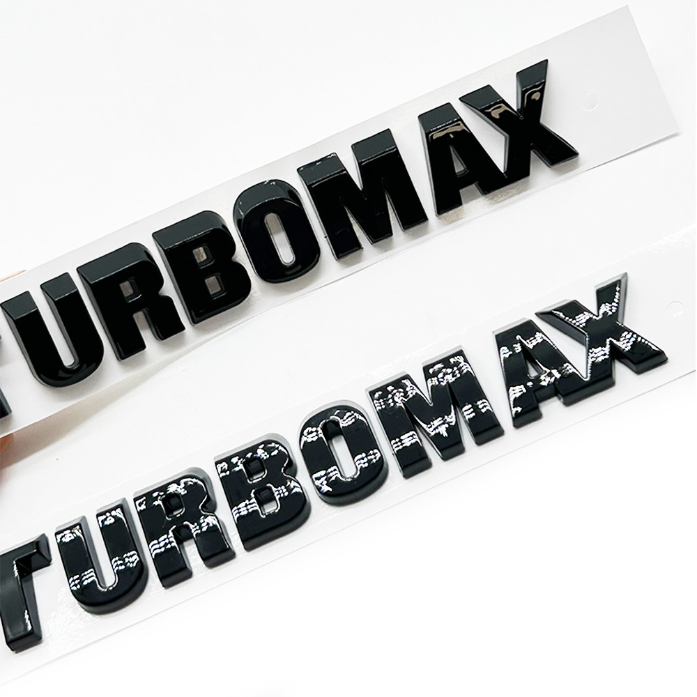 2Pcs Turbomax Letter Emblem Gloss Black Hood Fender For 2019-2026 Silverado 1500