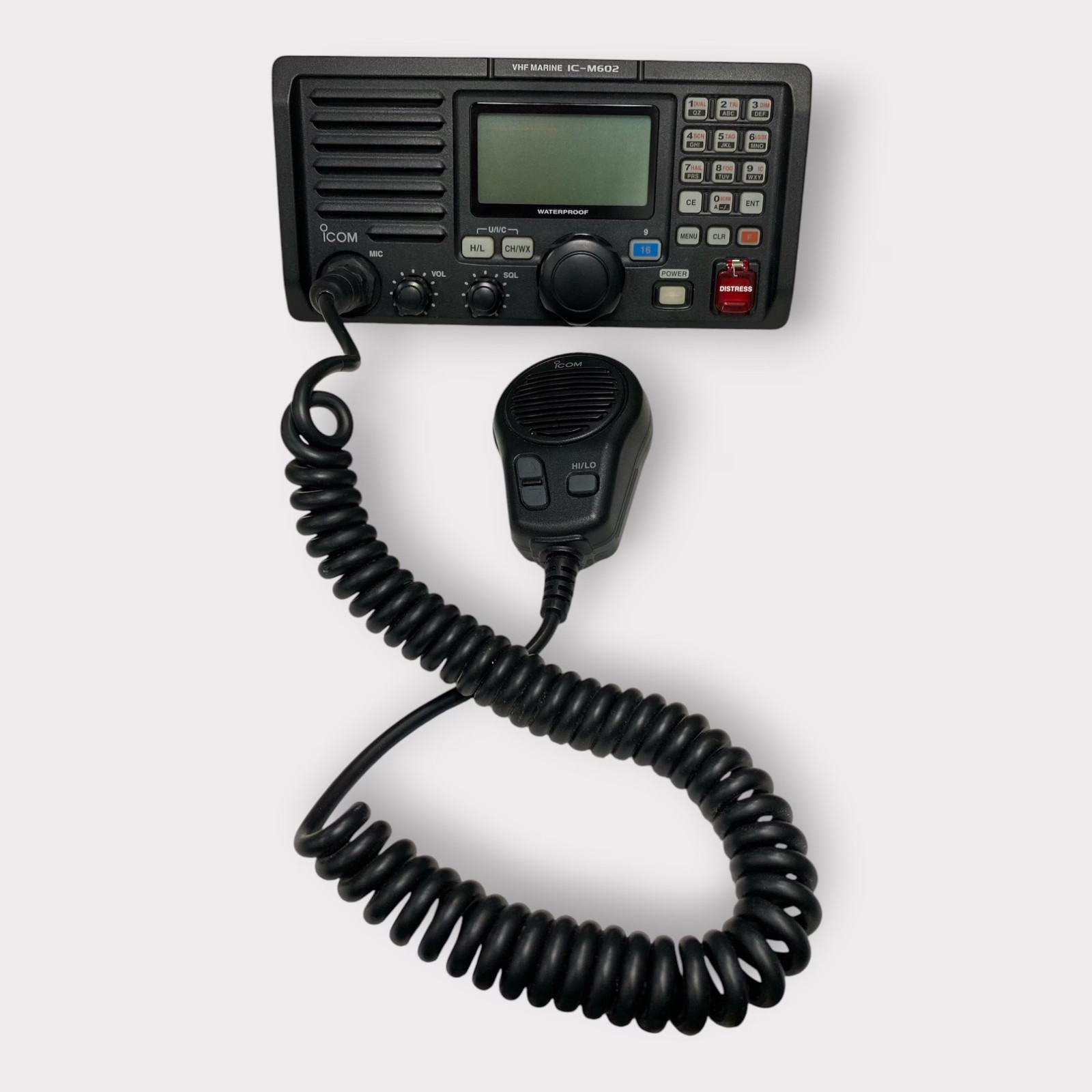 ICOM IC-M602 DSC VHF Transceiver with HM-126RB Fist Mic – Great Condition