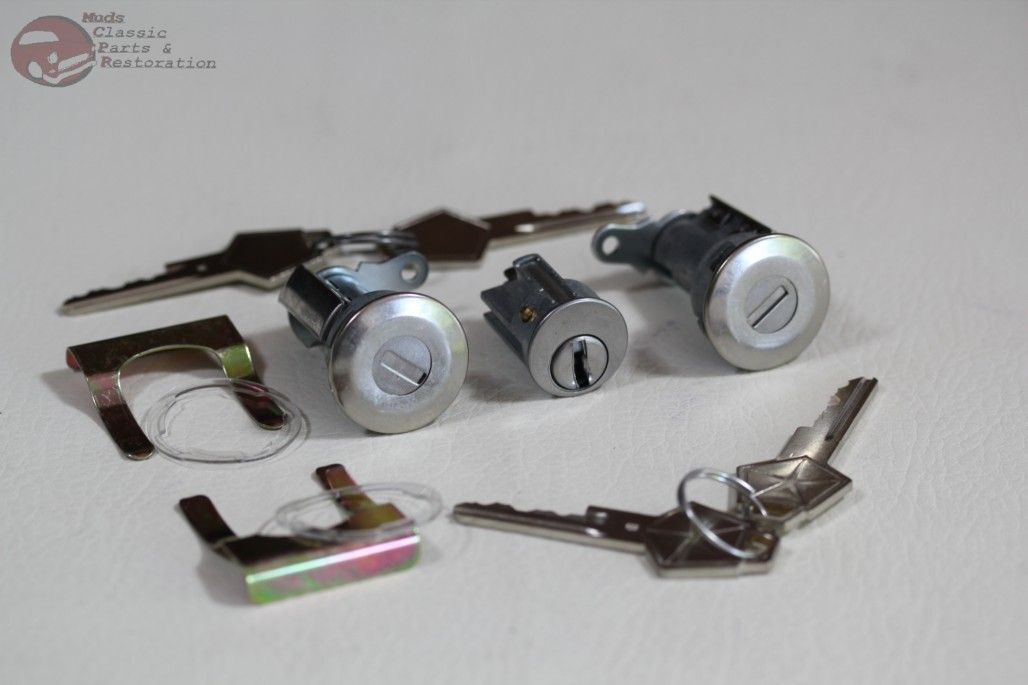 66-68 Mopar A B Body Dodge Plymouth Ignition Door Lock Cylinder Set OEM Keys