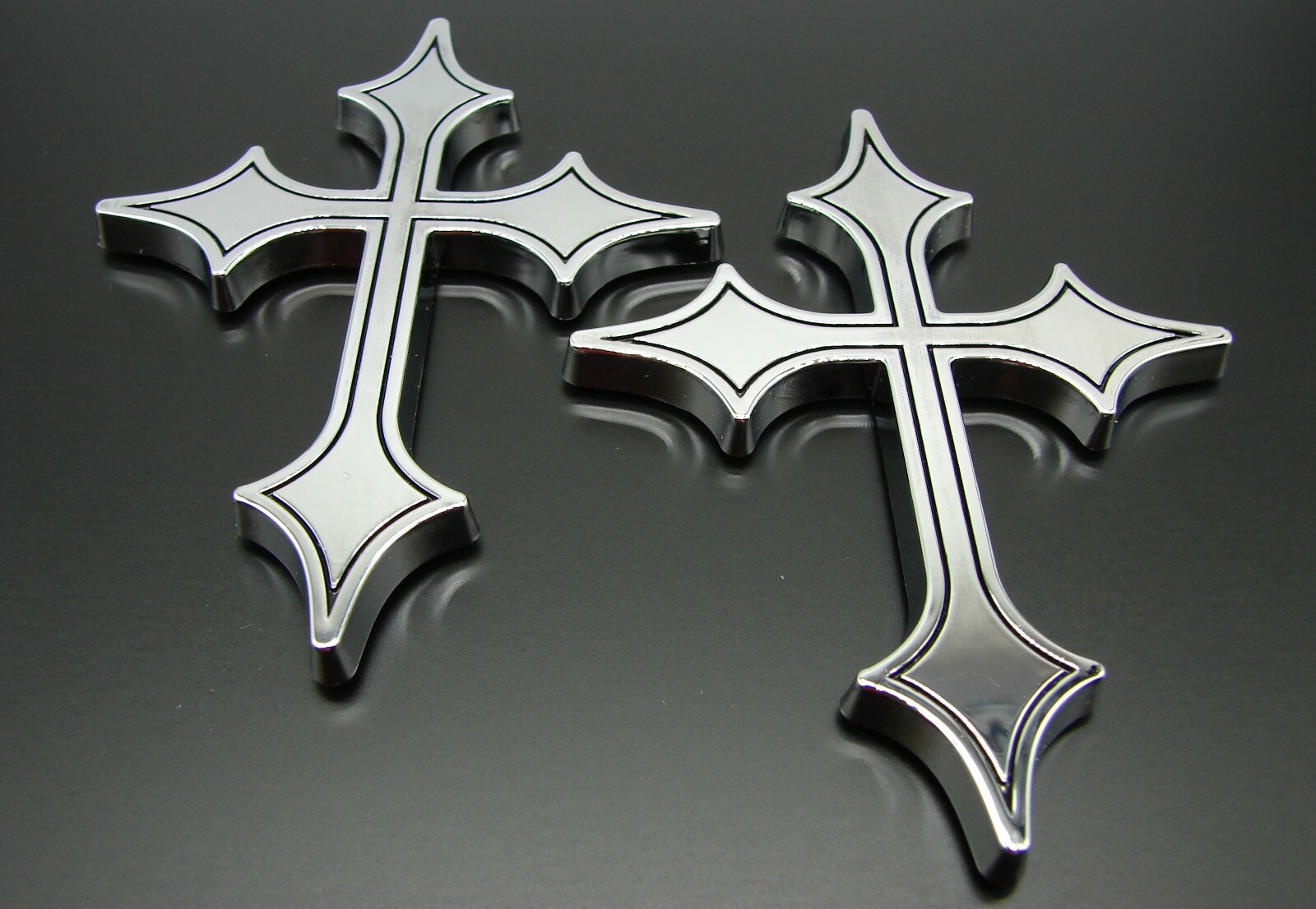 (2) CHRISTIAN HOLY CROSS 3D EMBLEMS STICKERS DECAL.RELIGIOUS CAR EMBLEMS DECALS