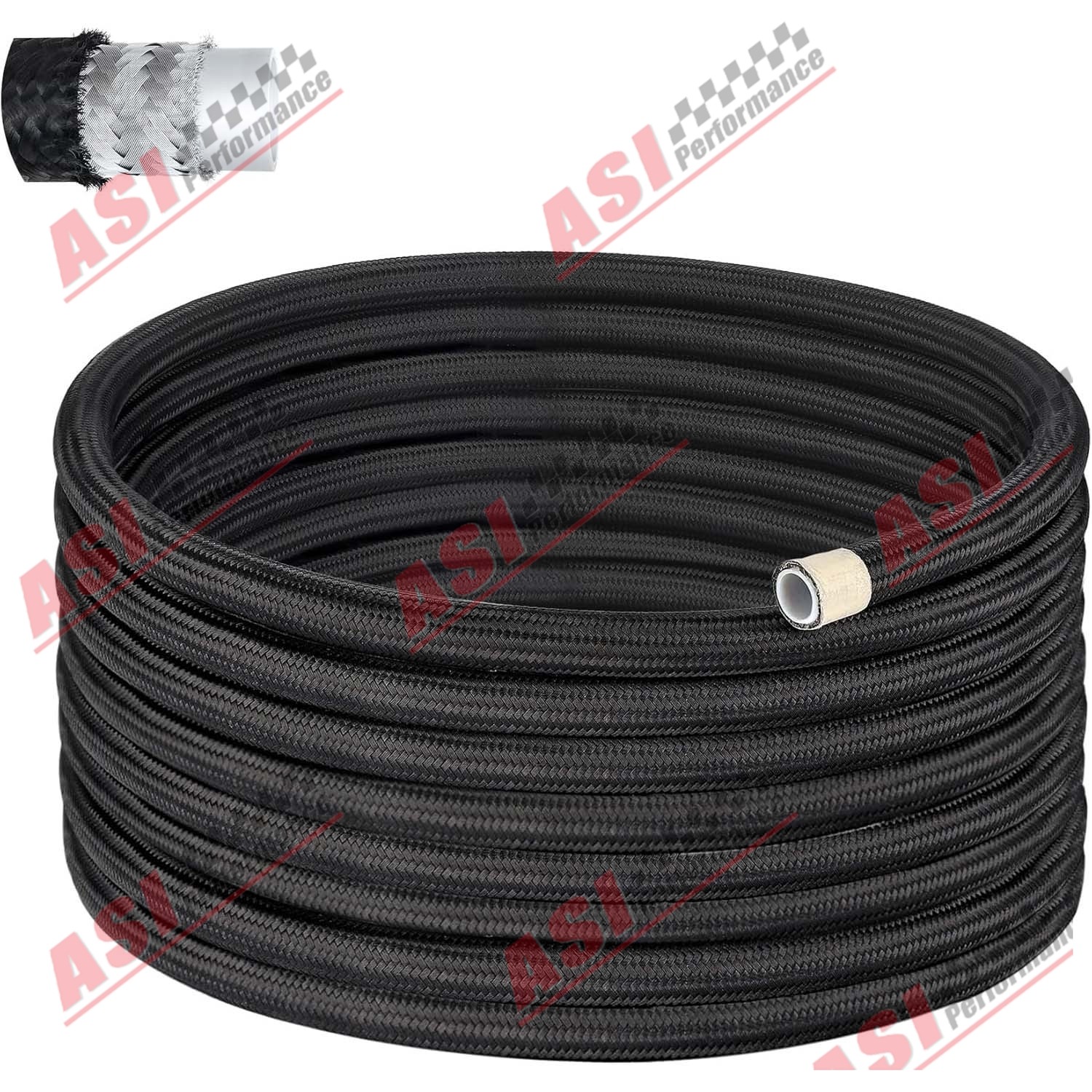 20FT 6AN  PTFE Fuel Hose Line E85 Nylon Braided High Quality ASI NEW