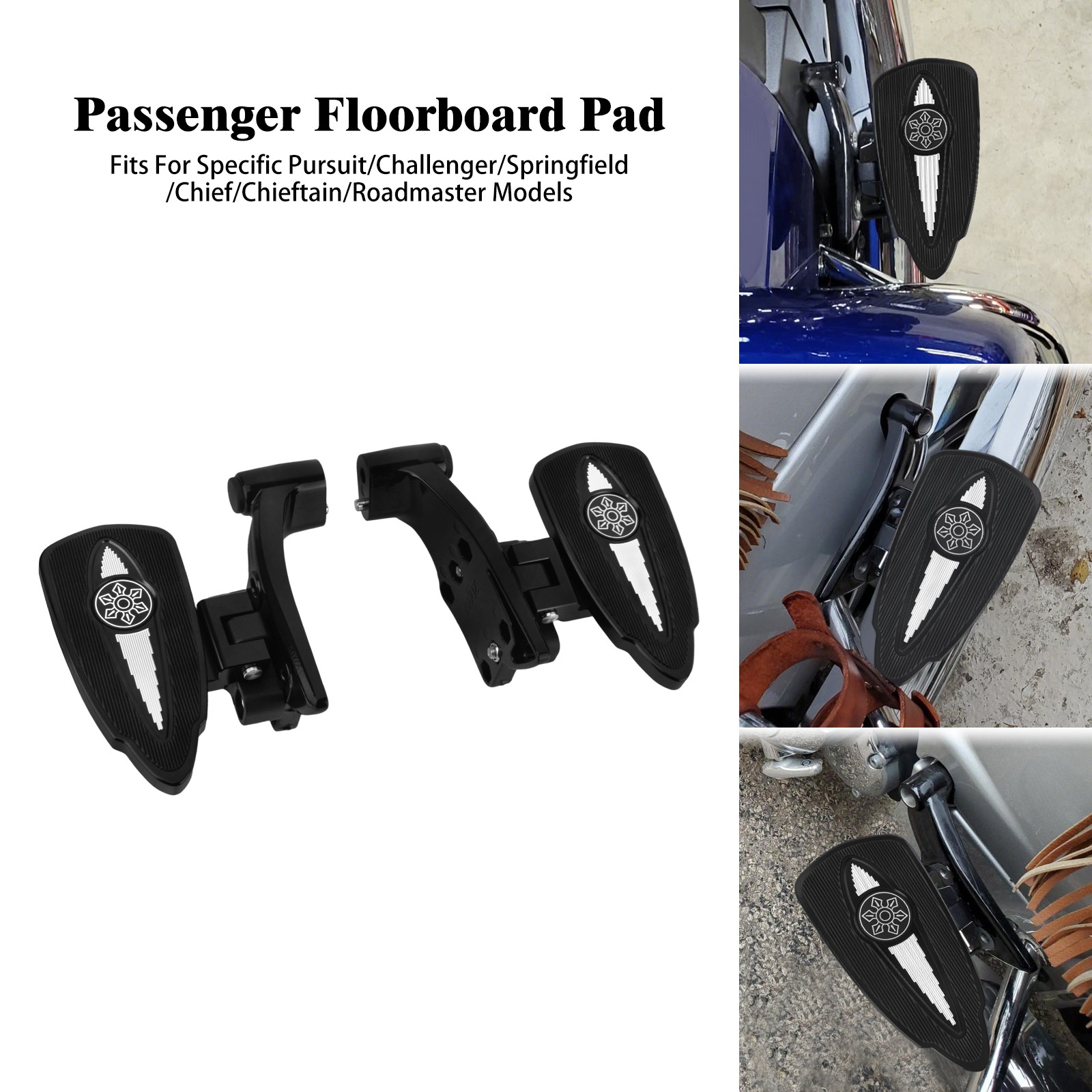 Motorcycle Passenger Floorboards Pads For Indian Chief Vintage Dark Horse Black