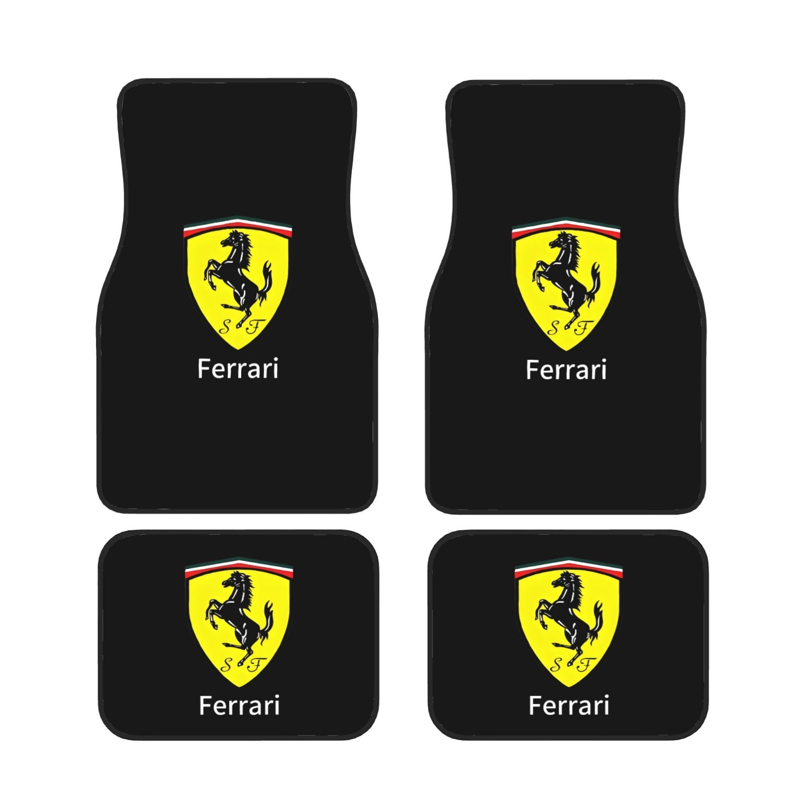 4 Piece Ferrari Car Front & Rear Floor Mat Set Non-Slip Carpet Mats