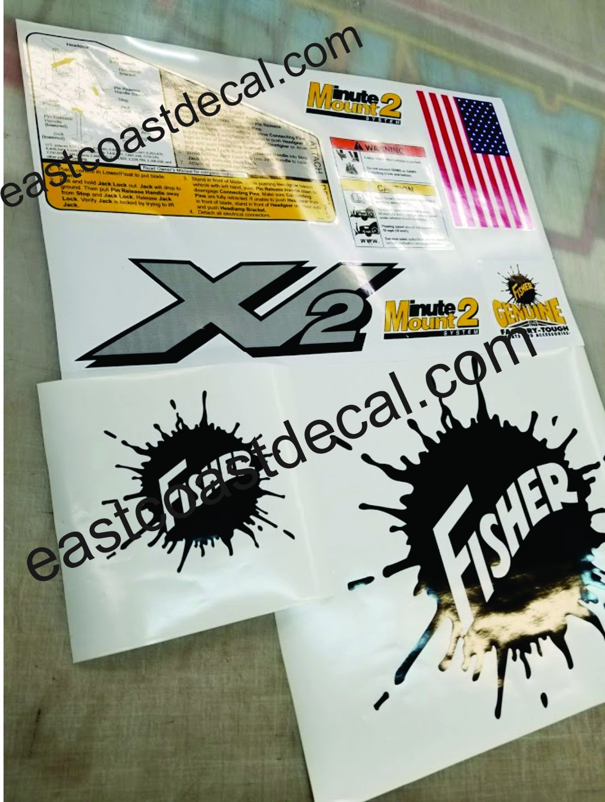 Fisher Minute Mount 2 Snow Plow Decals 9pc Kit for XV2 Series MM2 SD LD RD HD HT
