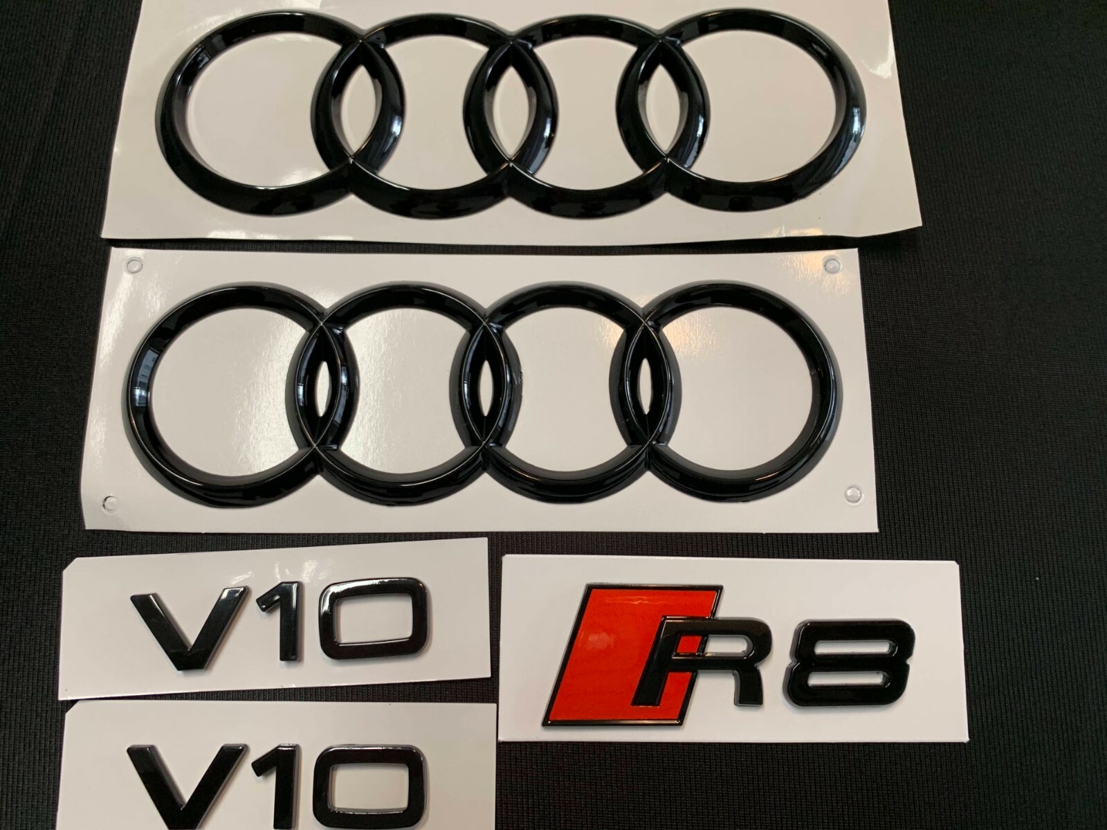 Audi R8 Gloss Black Emblem Kit 19-25 Gen2 Audi R8 Gloss Black Emblem Kit 19-25 Gen2