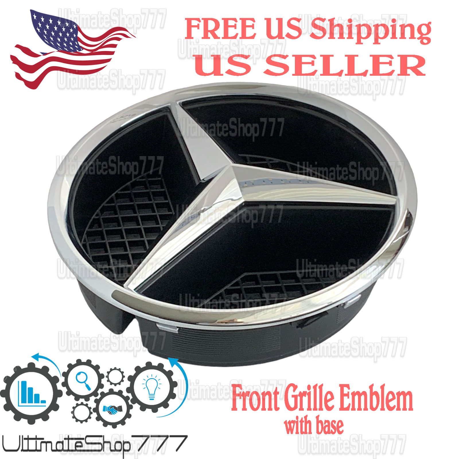 Front Grille Emblem with Base for Mercedes E-Class 2014–2016 E350 E550 A207 C207