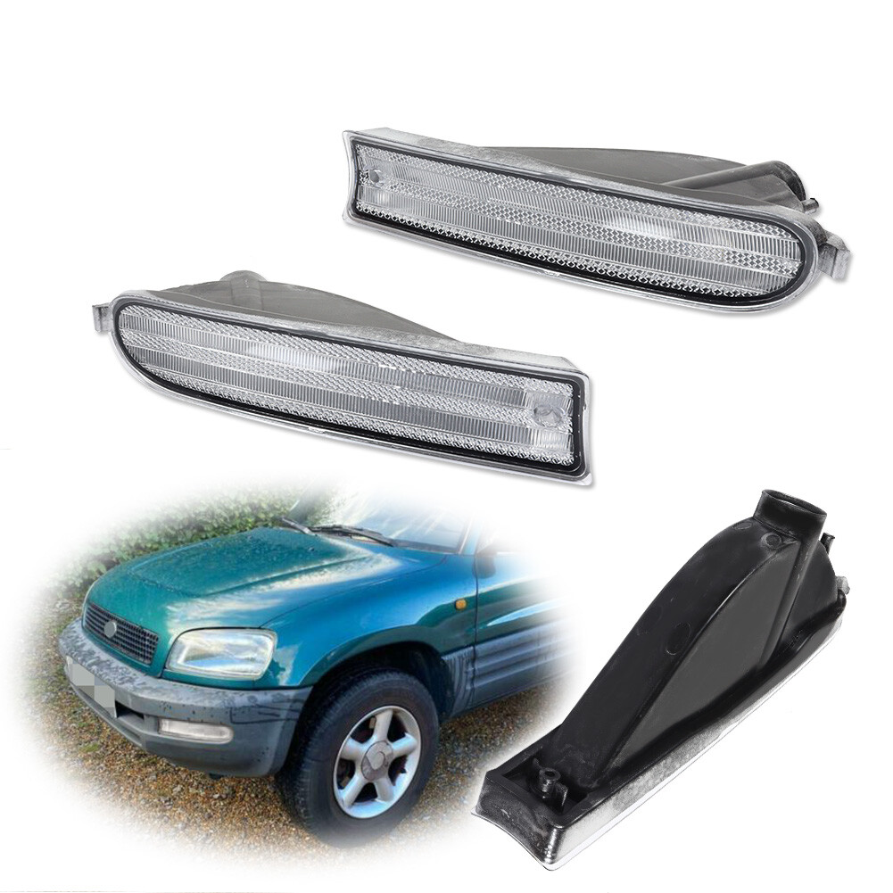2PCS Front Clear Parking Signal Lights Housings For 1996-1997 Toyota Rav4 Rav 4