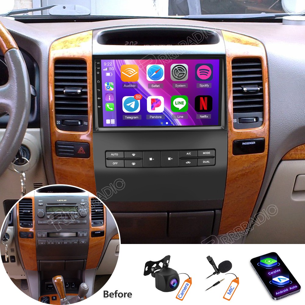 For Toyota Prado Lexus GX470 2002-2009 Android 15 CarPlay Car Stereo GPS 2+64GB