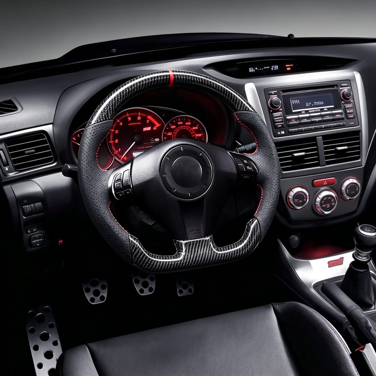 Hydro Carbon Fiber Steering Wheel For 2008-14 SUBARU IMPREZA STI WRX Flat Bottom Hydro Carbon Fiber Steering Wheel For 2008-14 SUBARU IMPREZA STI WRX Flat Bottom