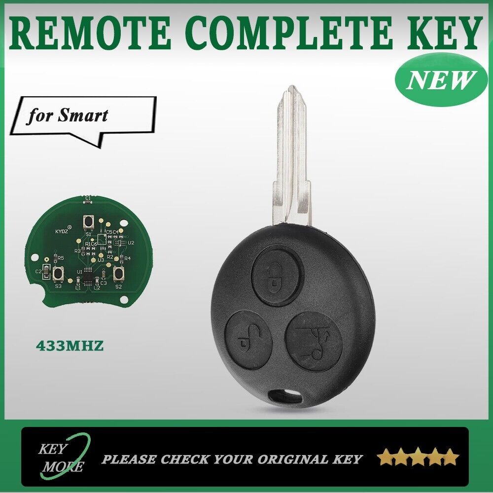 433Mhz Remote Car Key For Mercedes-Benz Smart Fortwo 450 City Coupe Roadster 3B