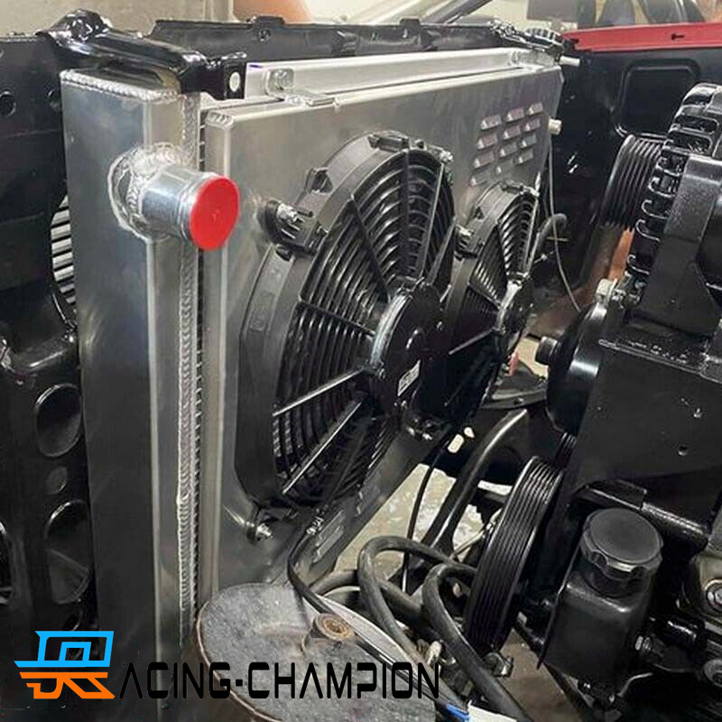 4-Row Radiator + Fans For 1973-87 Chevy Truck 1973-1991 Blazer 19 x 28-1/4\