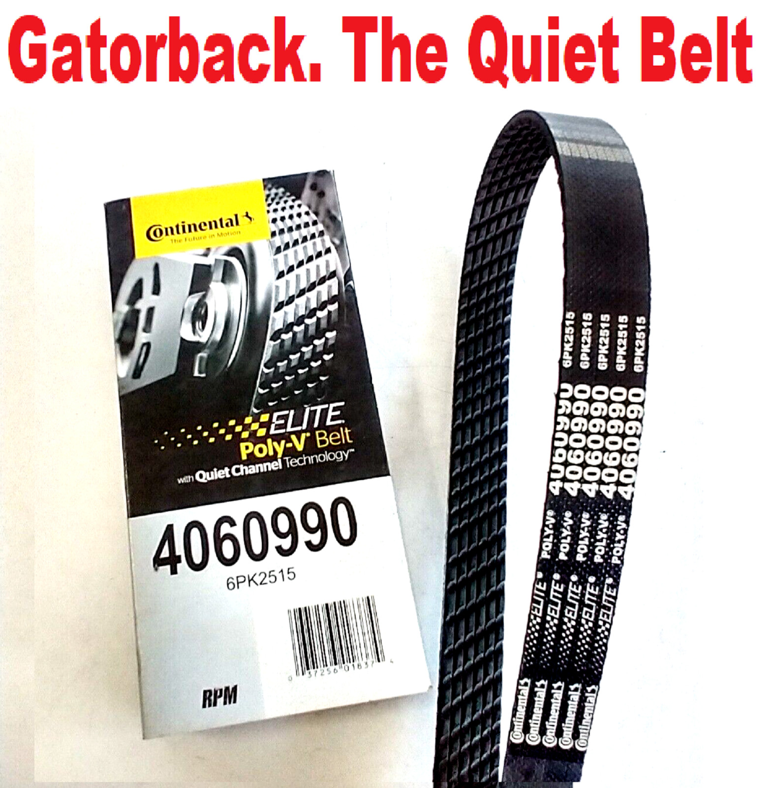 Serpentine Poly-V Belt Quiet Belt Gatorback CONTINENTAL ELITE 4060990, 6PK2515 Serpentine Poly-V Belt Quiet Belt Gatorback CONTINENTAL ELITE 4060990, 6PK2515
