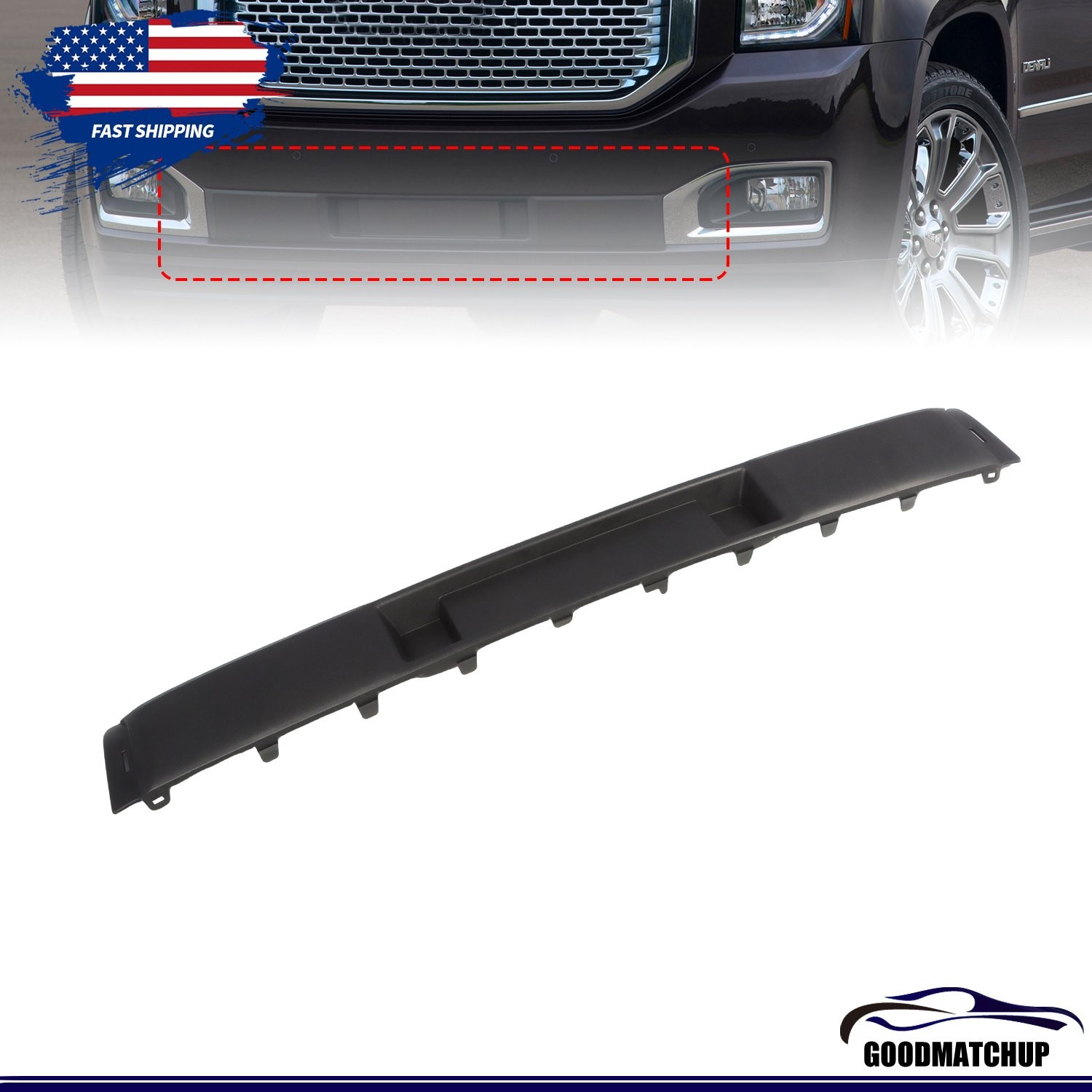 GM1044120 Front Center Bumper Trim For 2015-2020 GMC Yukon & Yukon XL 22936424