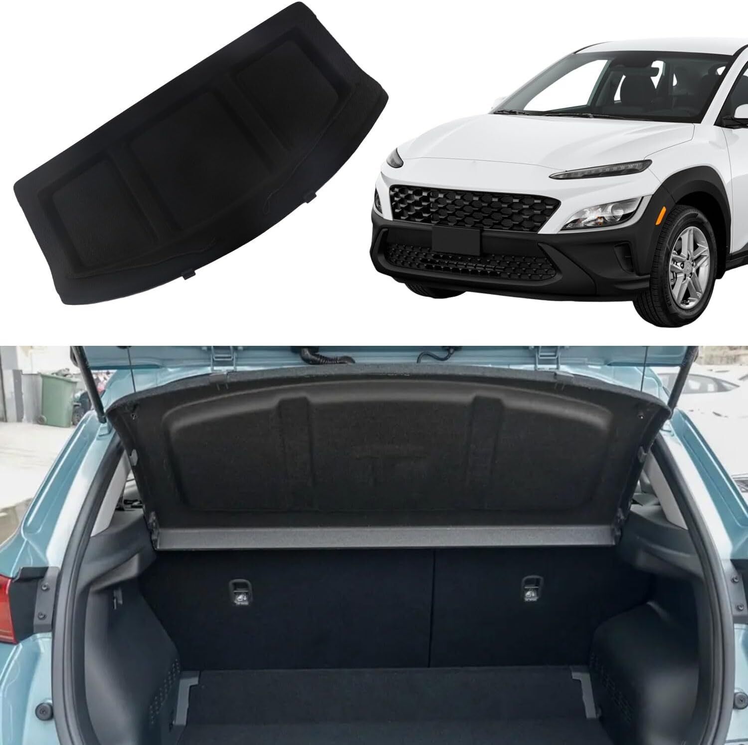 Cargo Cover for Hyundai Kona 2018-2023 Security Cover (Can Withstand Load)