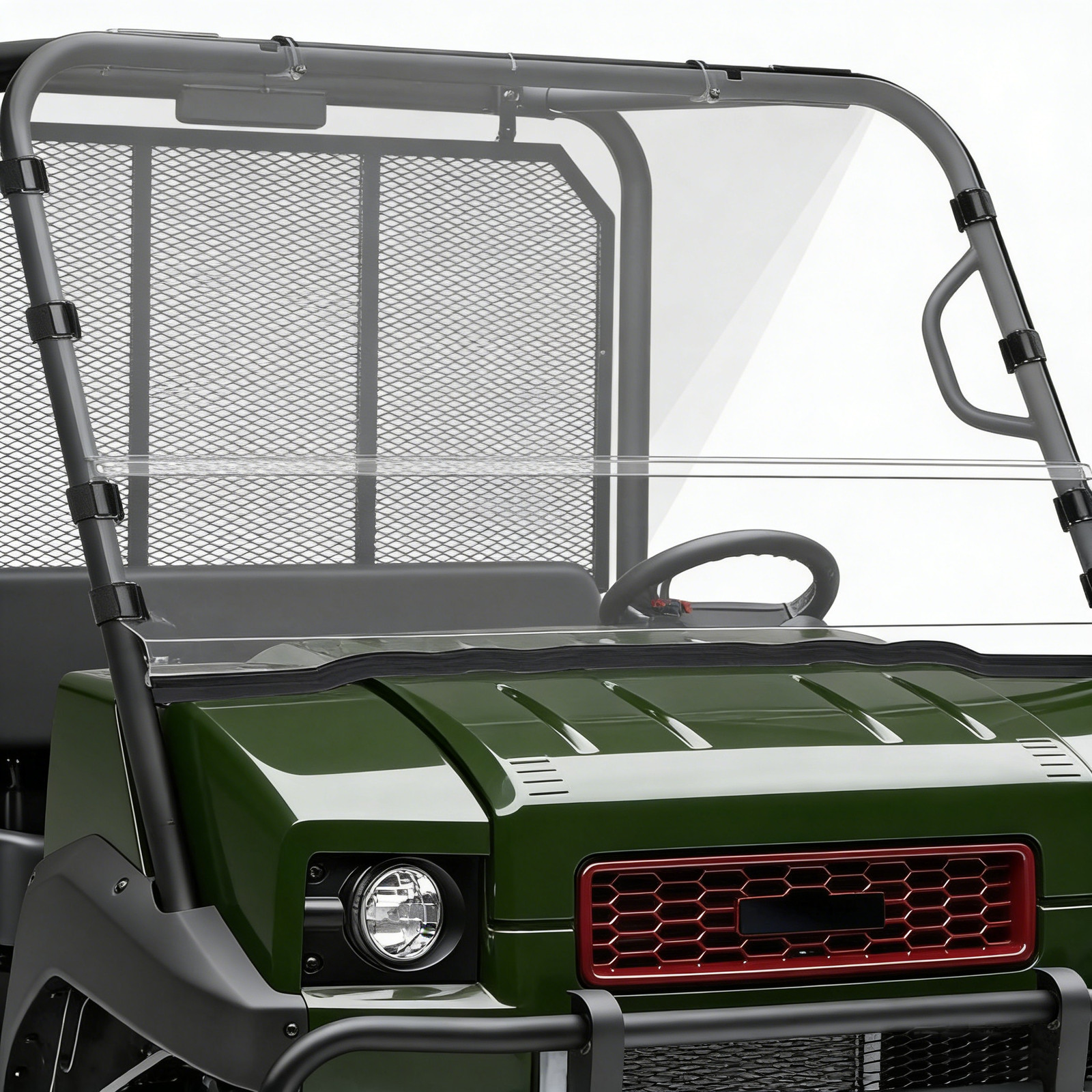 2-In-1 UTV Front Windshield Scratch-Resistant for Kawasaki Mule 4000 4010 09-26