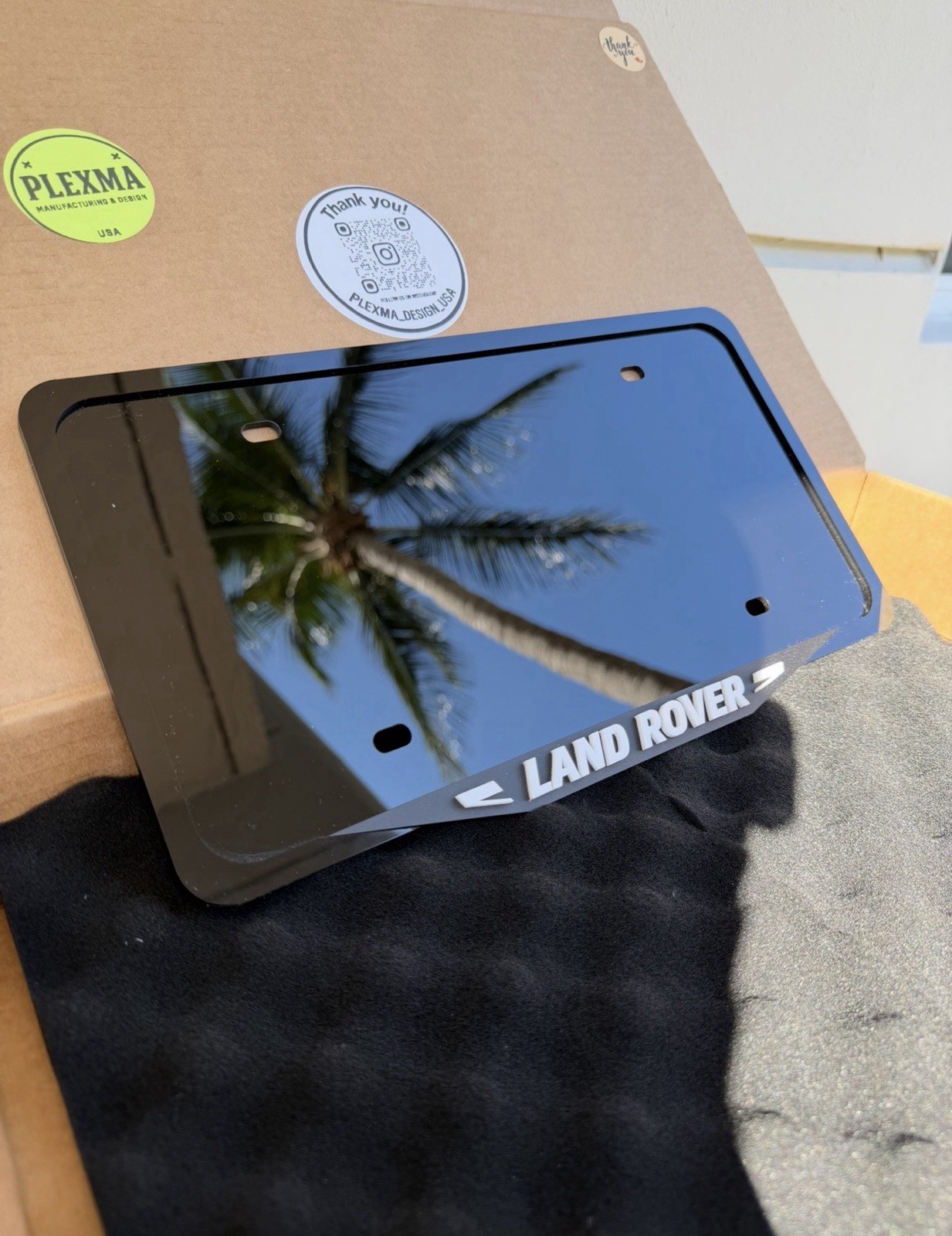 Premium Black-White Style 3D Plate Frame -Fits Land Rover Models-Handmade In Usa