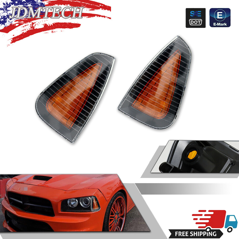 Fit 2006-10 Dodge Charger Amber Lens LED Side Marker Lights Signal Corner Lights