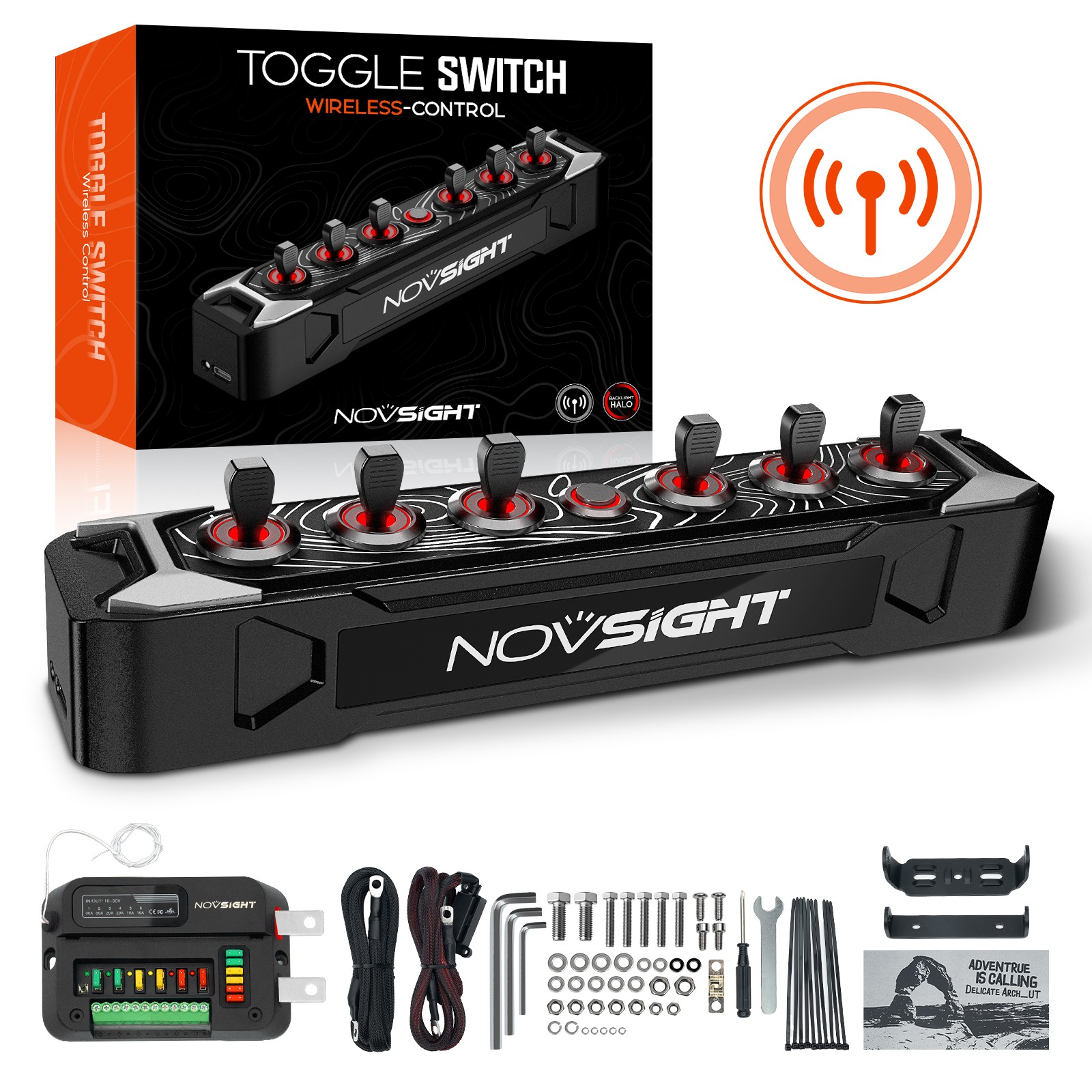 NOVSIGHT 6 Gang Toggle Switch Panel Circuit Wireless Control for Car RV Off-road NOVSIGHT 6 Gang Toggle Switch Panel Circuit Wireless Control for Car RV Off-road