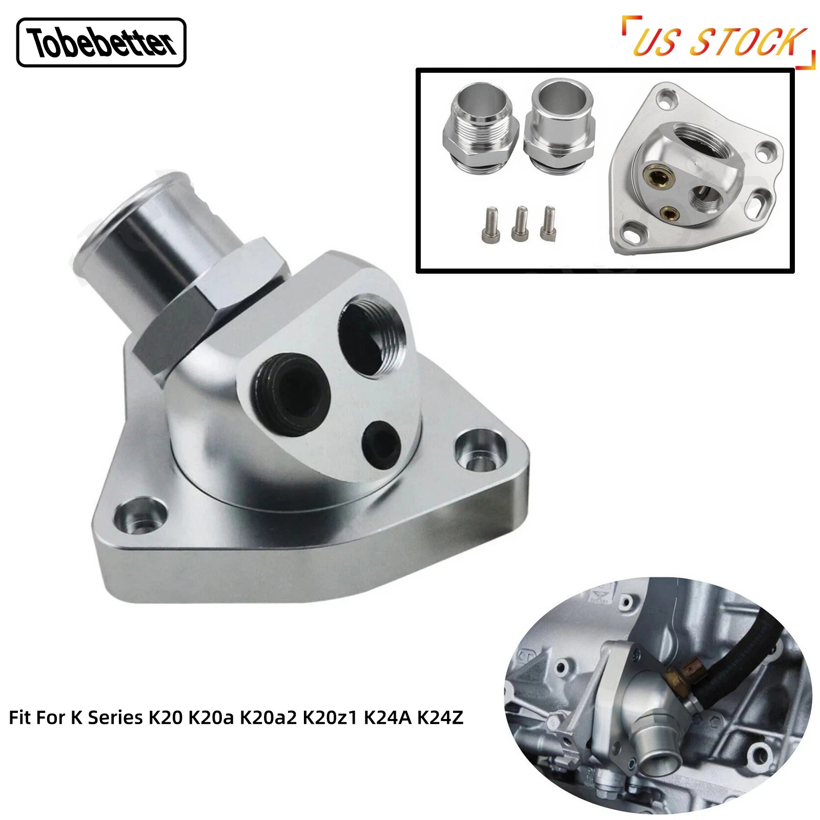 Radiator Hose Swivel Neck Thermostat Housing Aluminum for Honda K-Series K20/K24