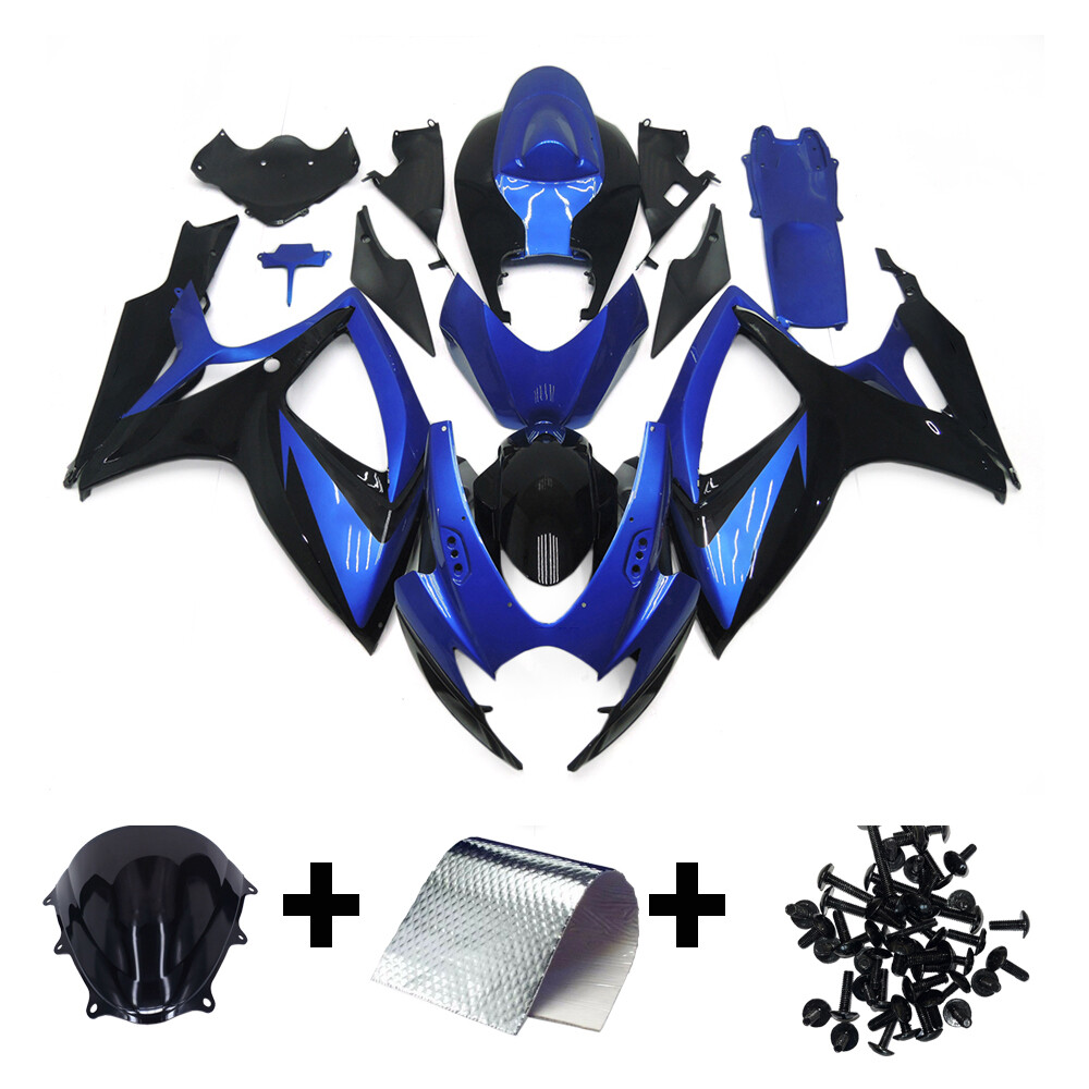Blue Black Fairings For 2006 2007 Suzuki GSXR600 GSXR750 Injection Bodywork Kit