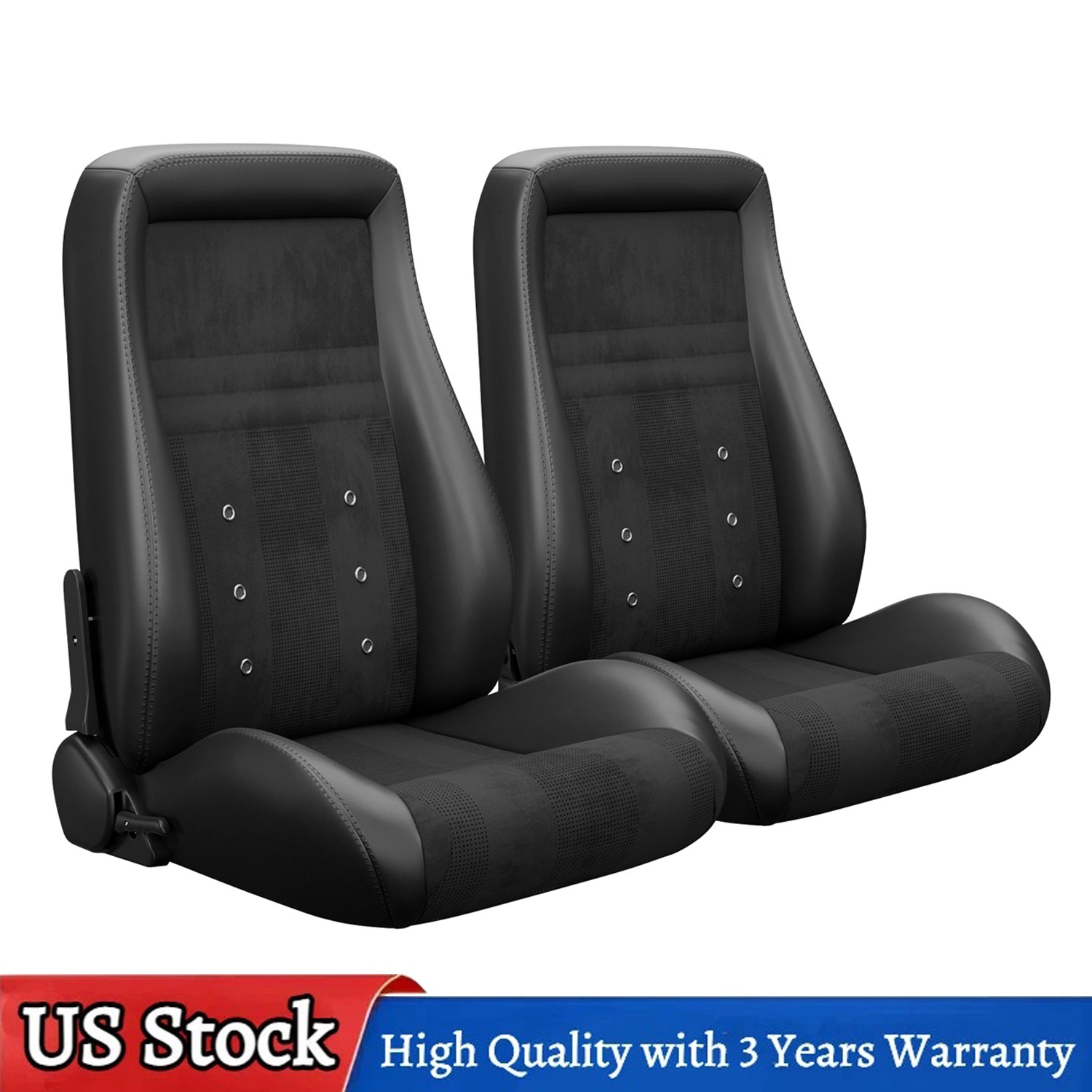 Reclinable Pair Bucket Seats with Slider Kit for Pontiac GTO Firebird 64-79 Reclinable Pair Bucket Seats with Slider Kit for Pontiac GTO Firebird 64-79